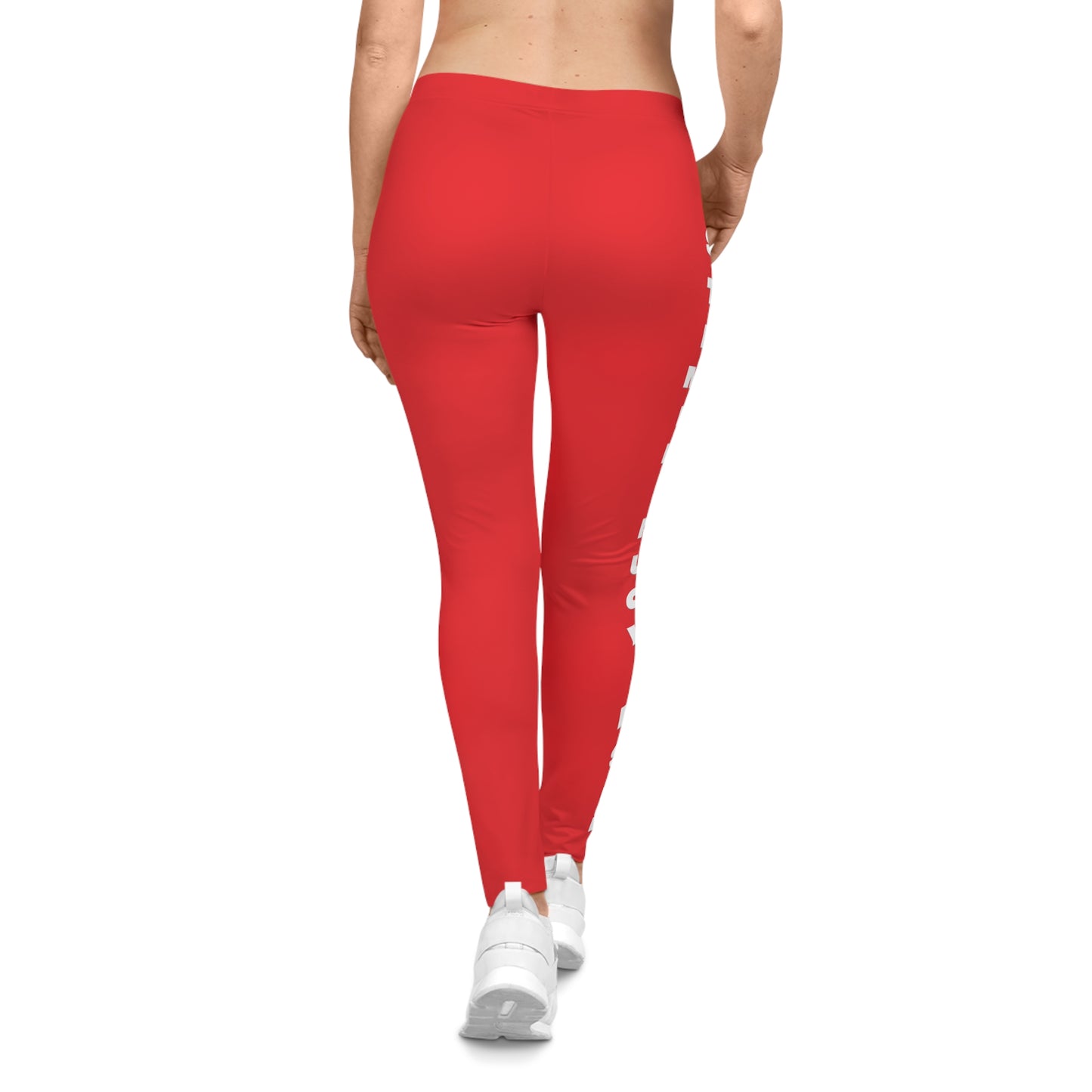 Flashlander Sportswear Evolution Women's Casual Leggings Red (AOP) Featuring Custom Motivational Quote