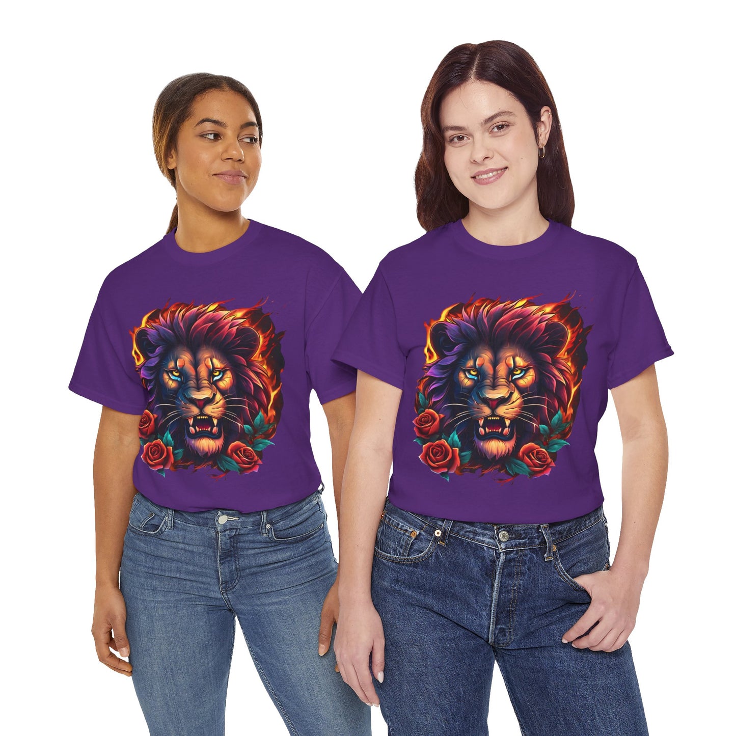 Lion Flames and Roses T-Shirt Flashlander