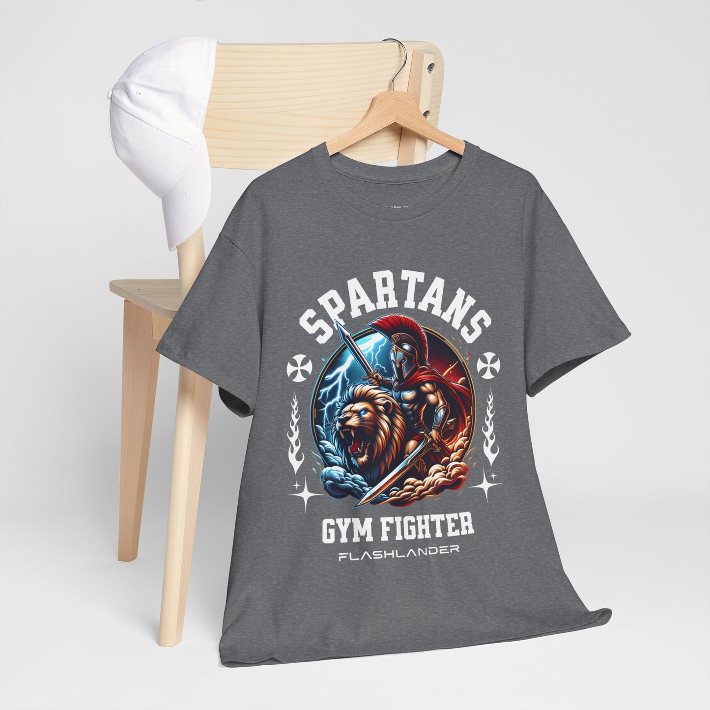 Spartans Gym Fighter Shirt Flashlander Performance T-Shirt Cotton Unisex Charcoal Black Graphic Tee