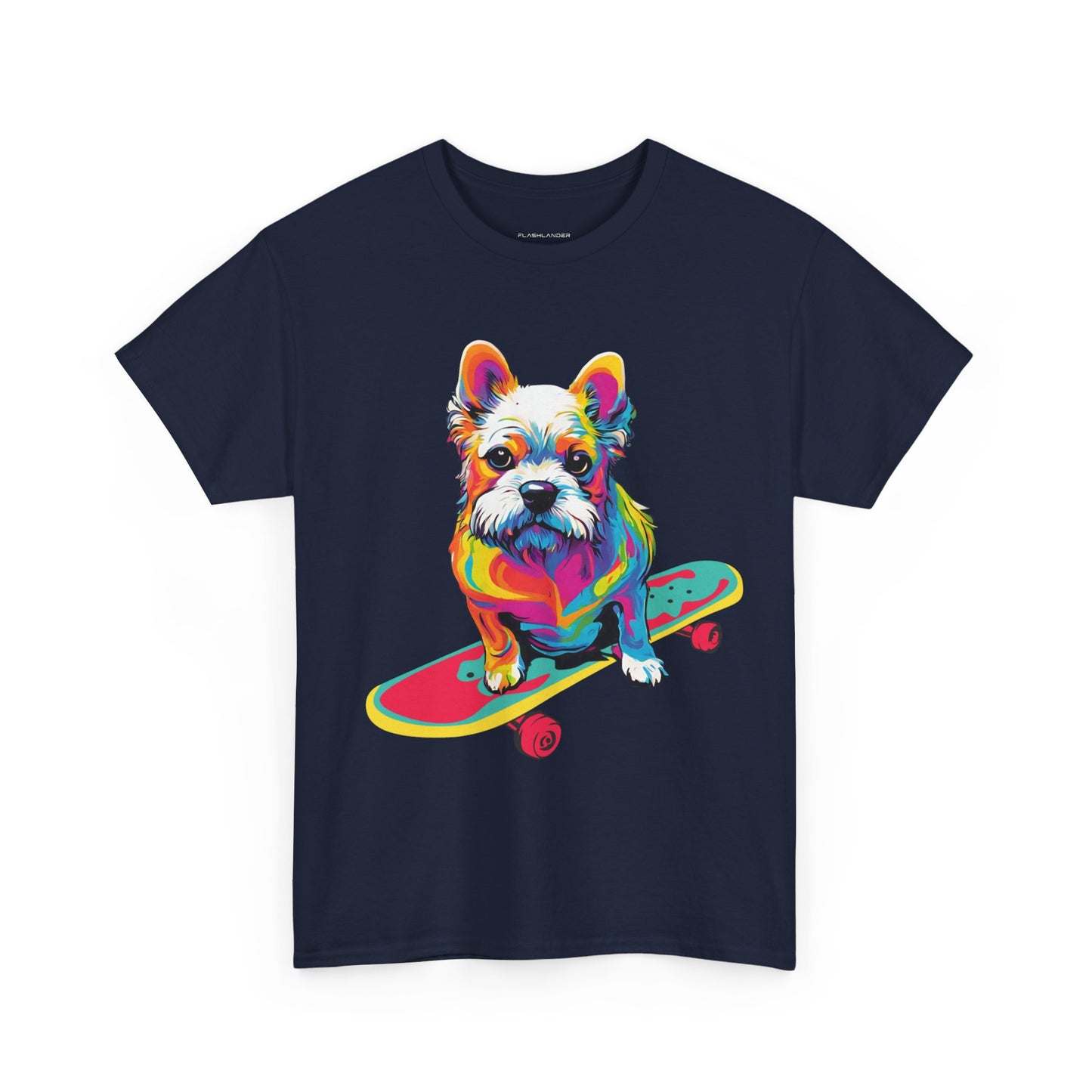 T-shirt de sport Flashlander avec chien skateboardant Pop Art