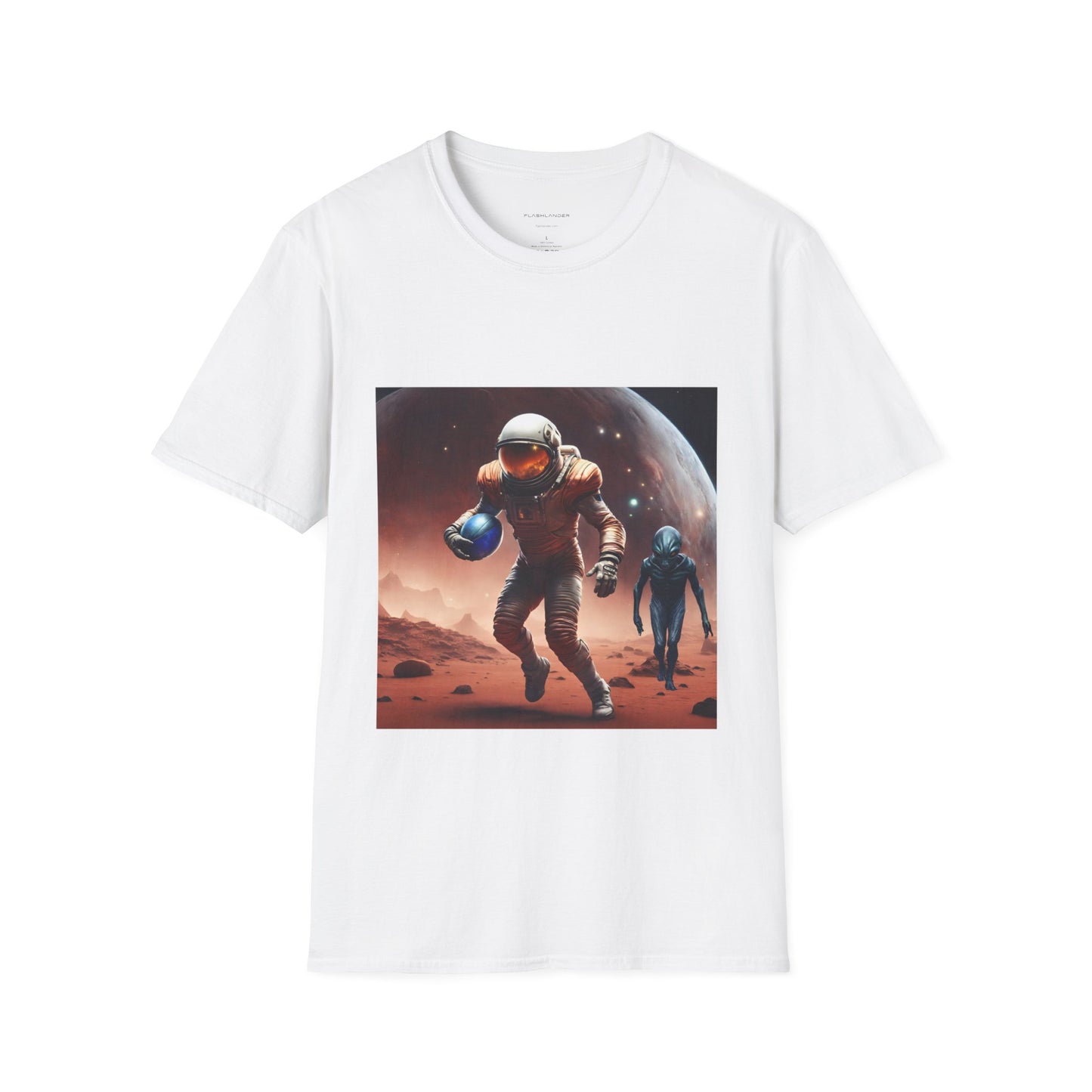 Astronaut and Alien Face Off in Football Gym Shirt Flashlander