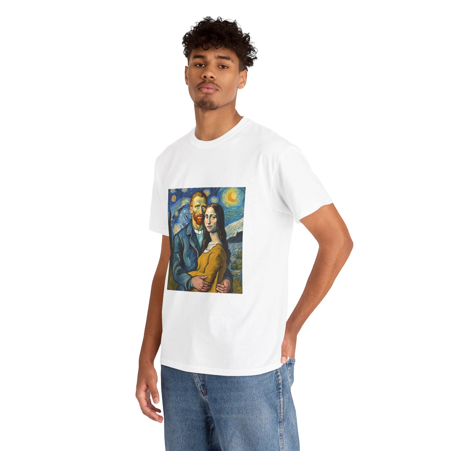 Funny Mona Lisa with Vincent Van Gogh Starry Night - Flashlander Gym Shirt