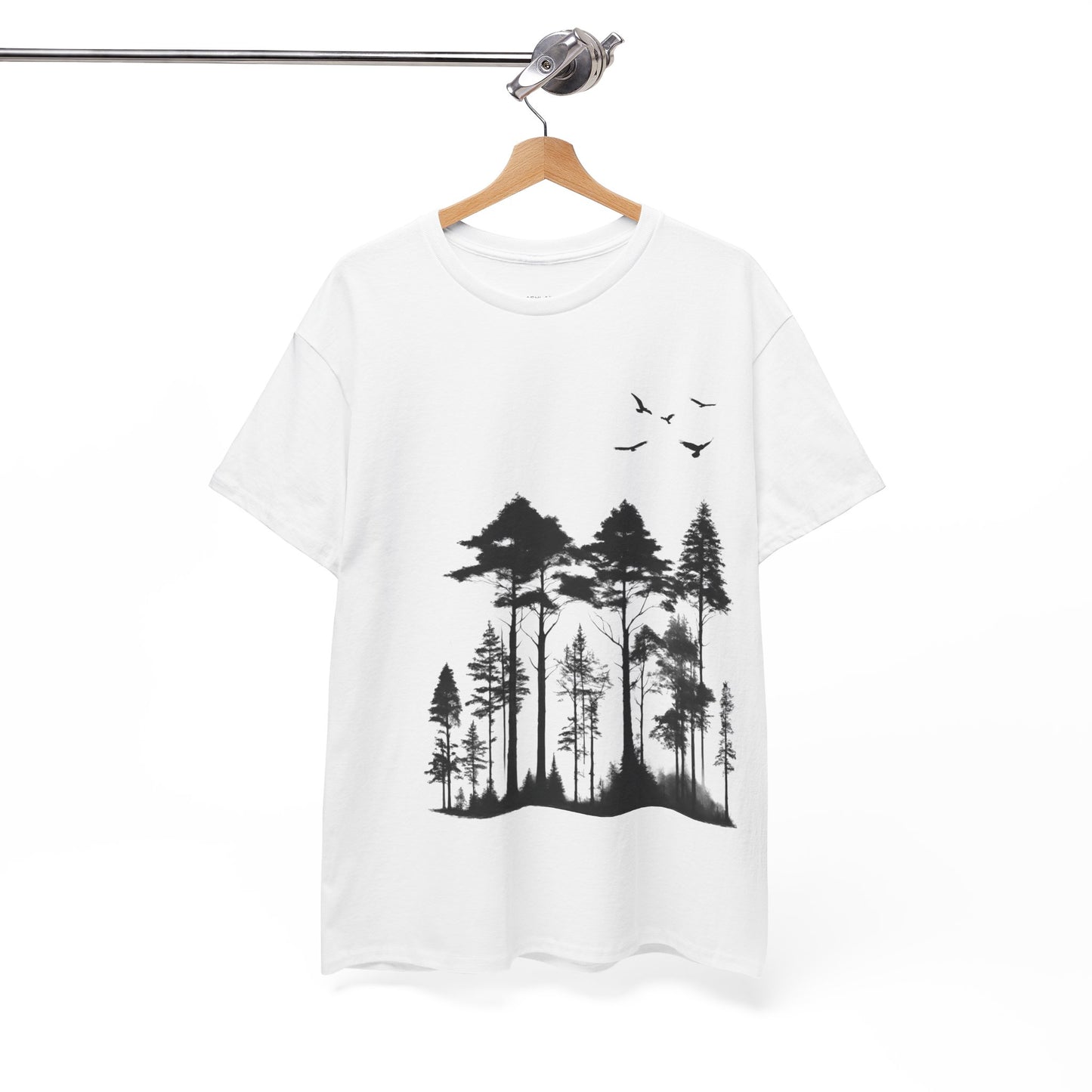 Camisa del bosque de pinos Camiseta unisex de algodón pesado Flashlander