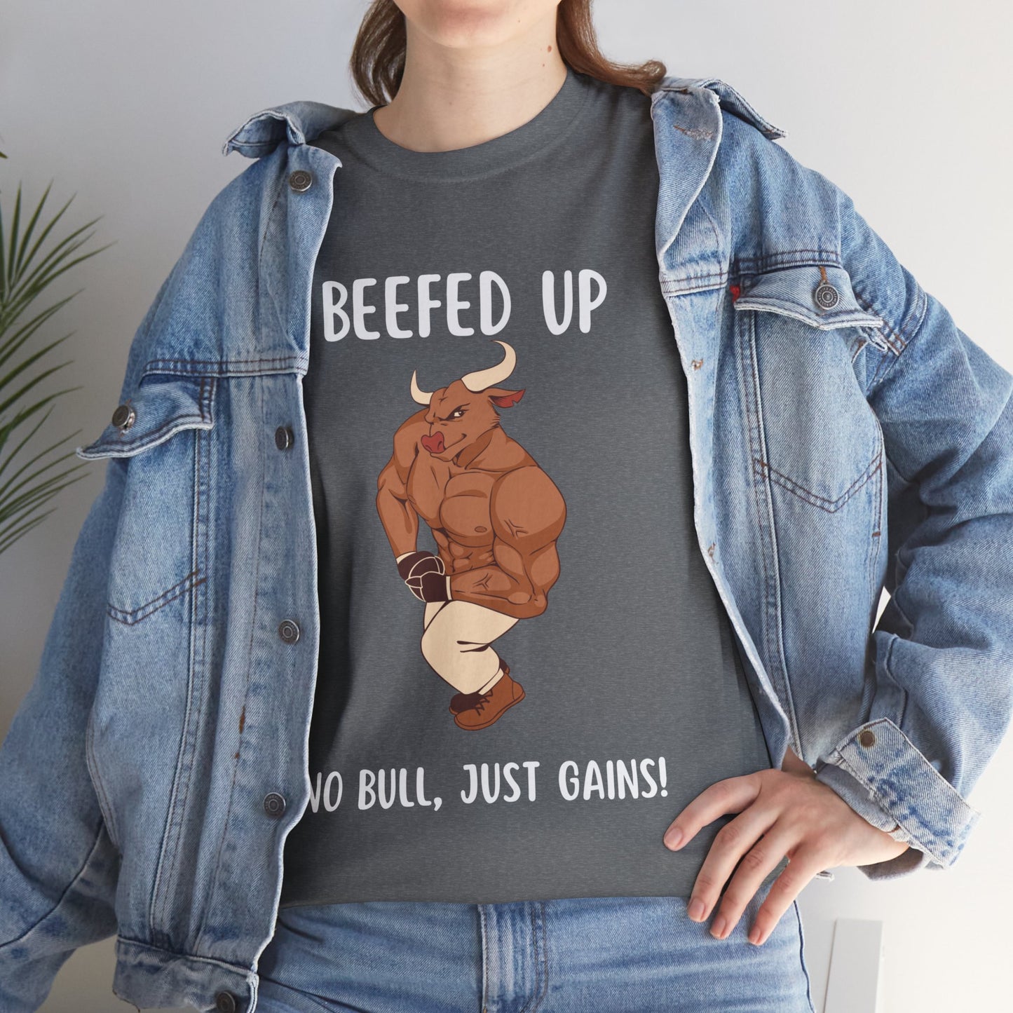 Muscle Bull Beefed Up No Bull, Just Gains - Flashlander Gym Shirt