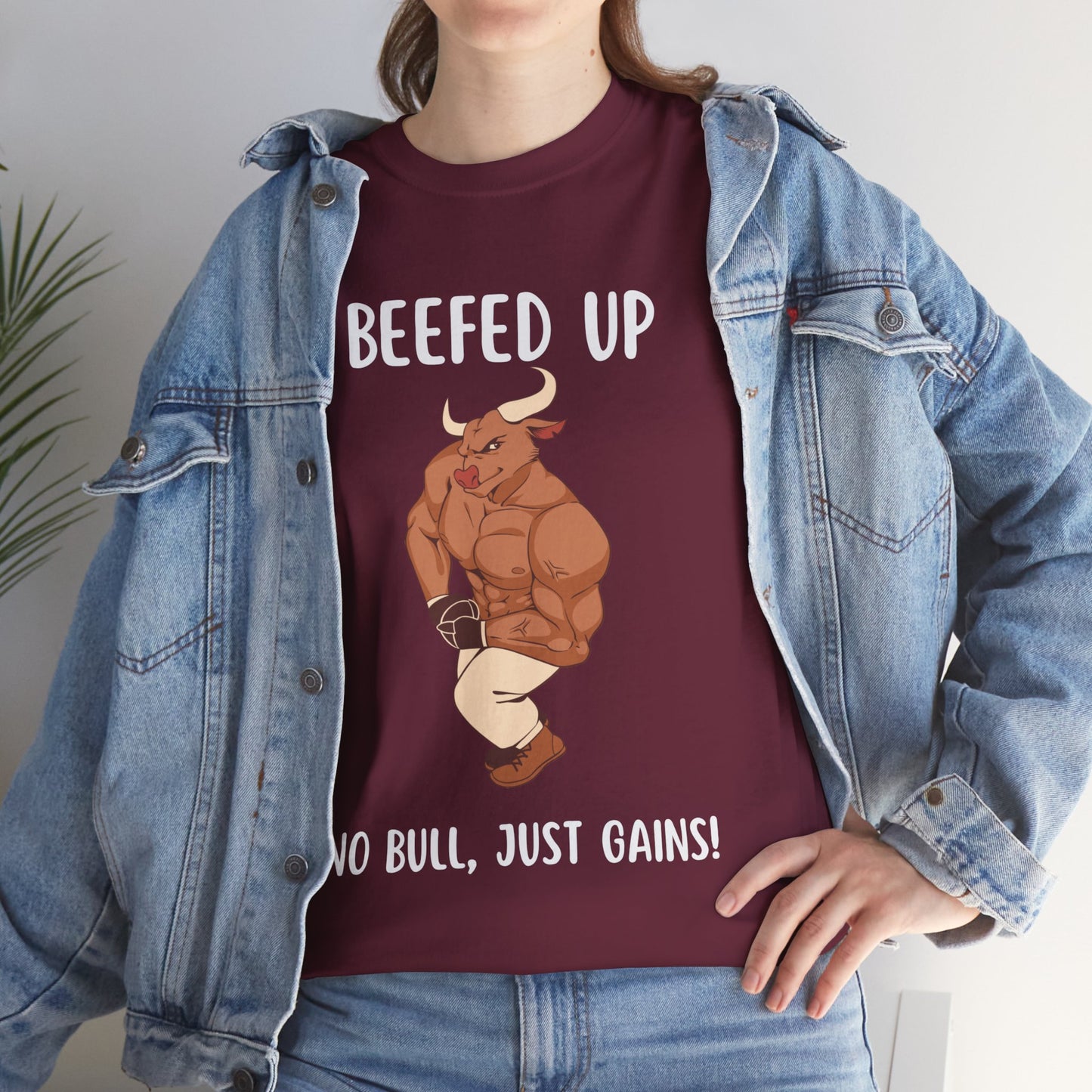 Muscle Bull Beefed Up No Bull, Just Gains - Flashlander Gym Shirt