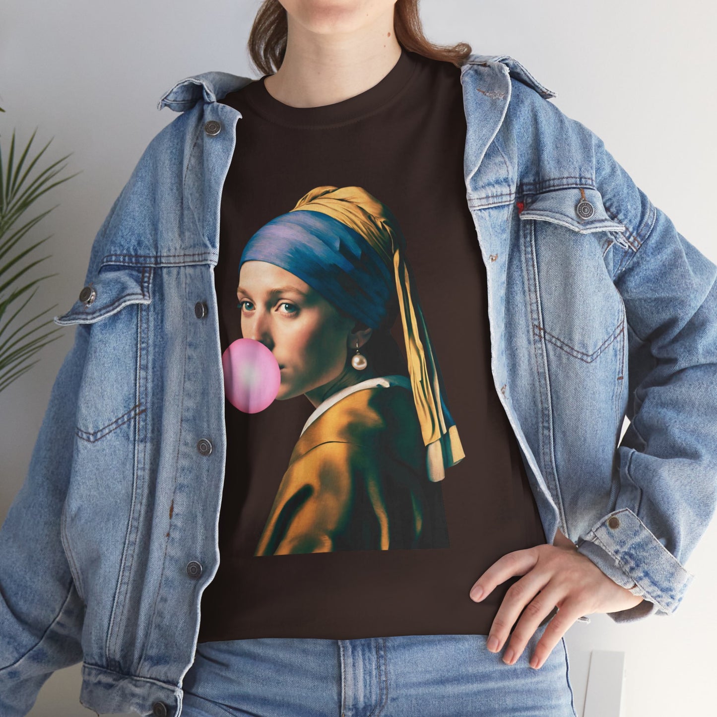 Bubble Gum Girl with a Pearl Earring Johannes Vermeer - Flashlander Gym Shirt