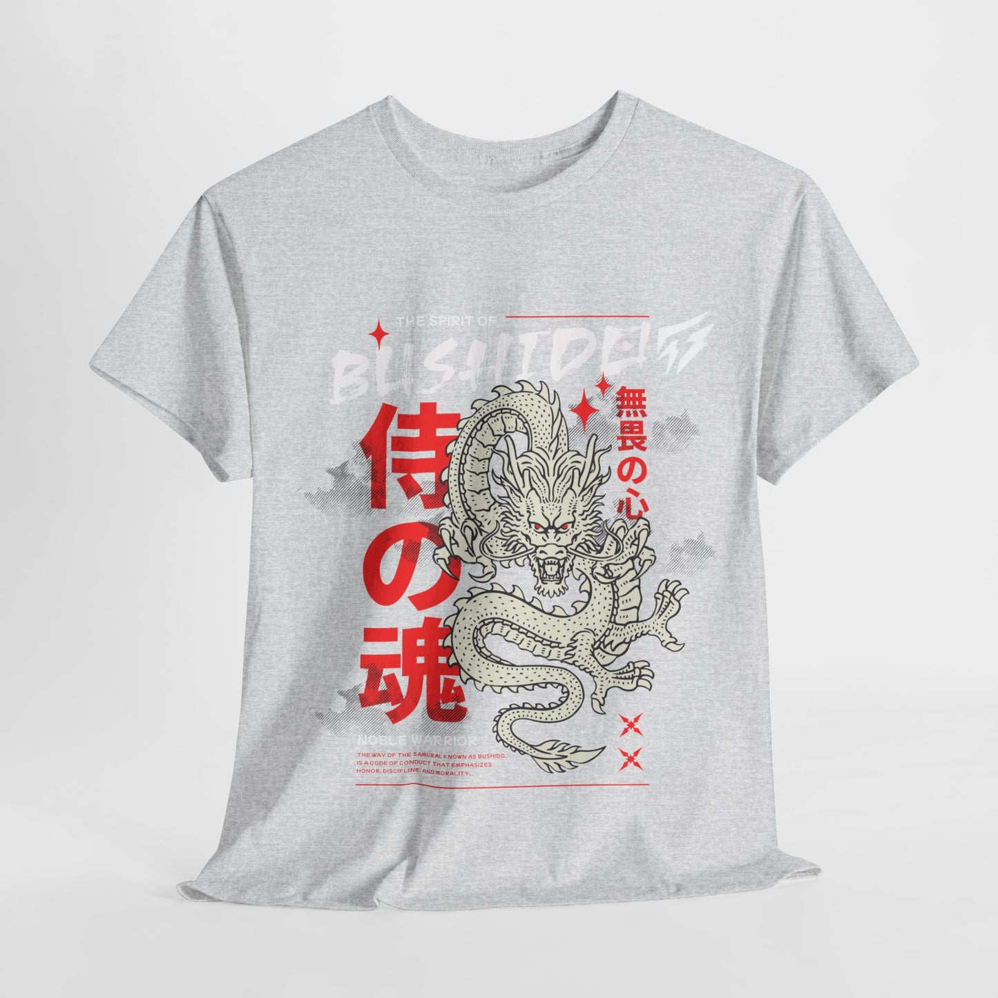 Dragon Gym Shirt The Spirit of Bushido T-Shirt Flashlander Cotton Unisex Charcoal Black Graphic Tee