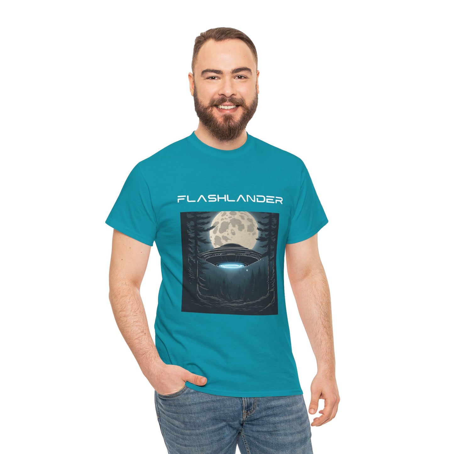 UFO Soaring Low in the Forest Tee Flashlander Gym Shirt