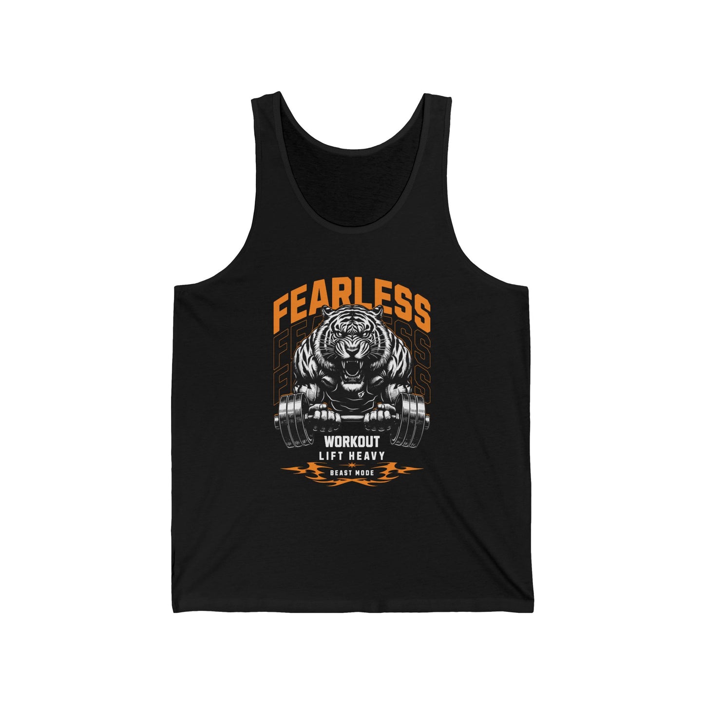 Tiger Fearless Train Like a Beast Gym Rooster Bodybuilding Cotton Unisex Jersey Tank Flashlander Charcoal Black