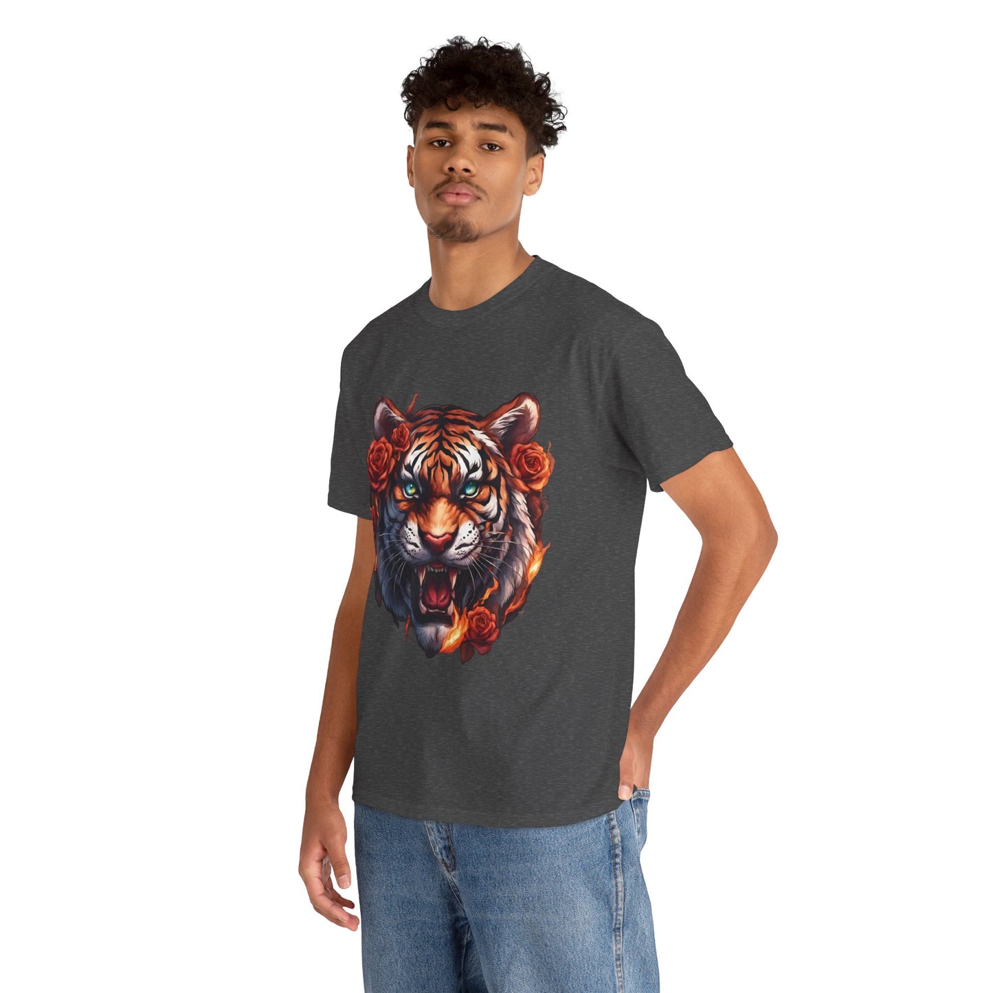 Tiger Flames and Roses T-Shirt Flashlander