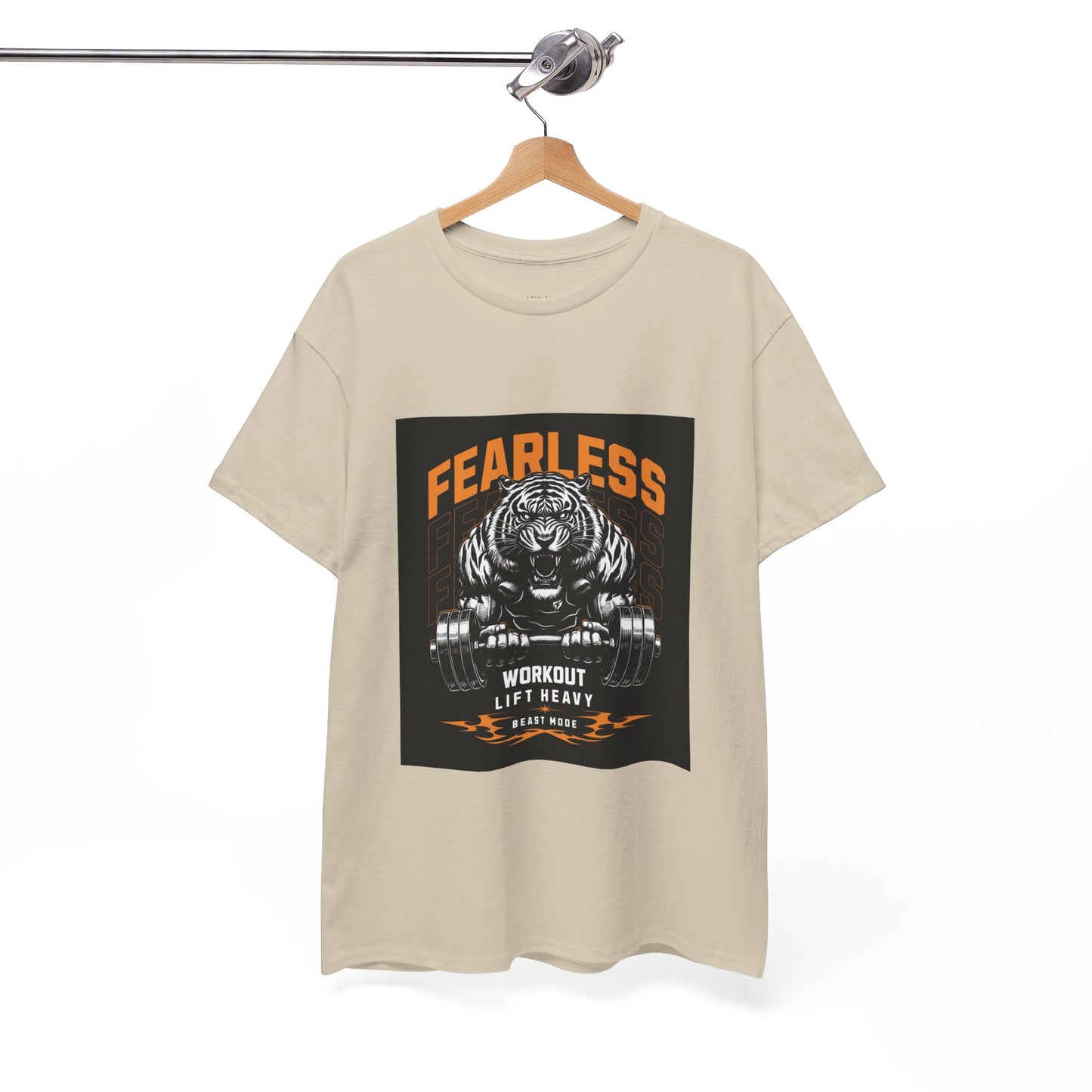 Tiger Bodybuilder Shirt Flashlander Fearless Workout Lift Heavy Beast Mode Gym T-Shirt Cotton Unisex Graphic Tee