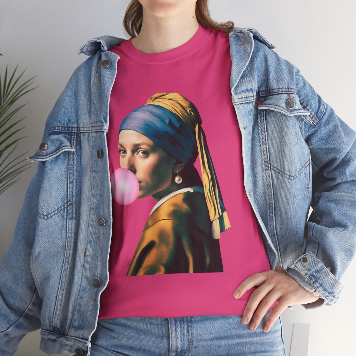 Bubble Gum Girl with a Pearl Earring Johannes Vermeer - Flashlander Gym Shirt