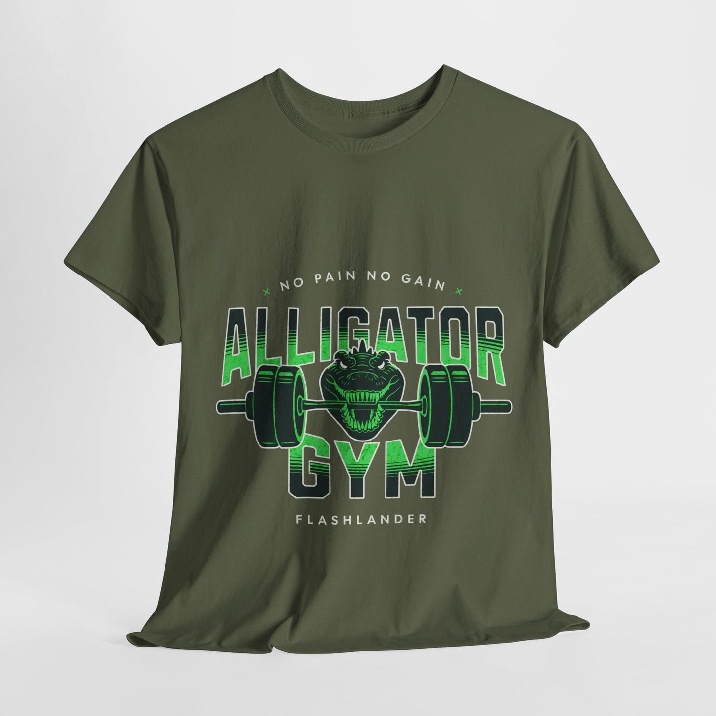 Aligator Gym Shirt Flashlander Cotton Unisex Charcoal Black Graphic Tee