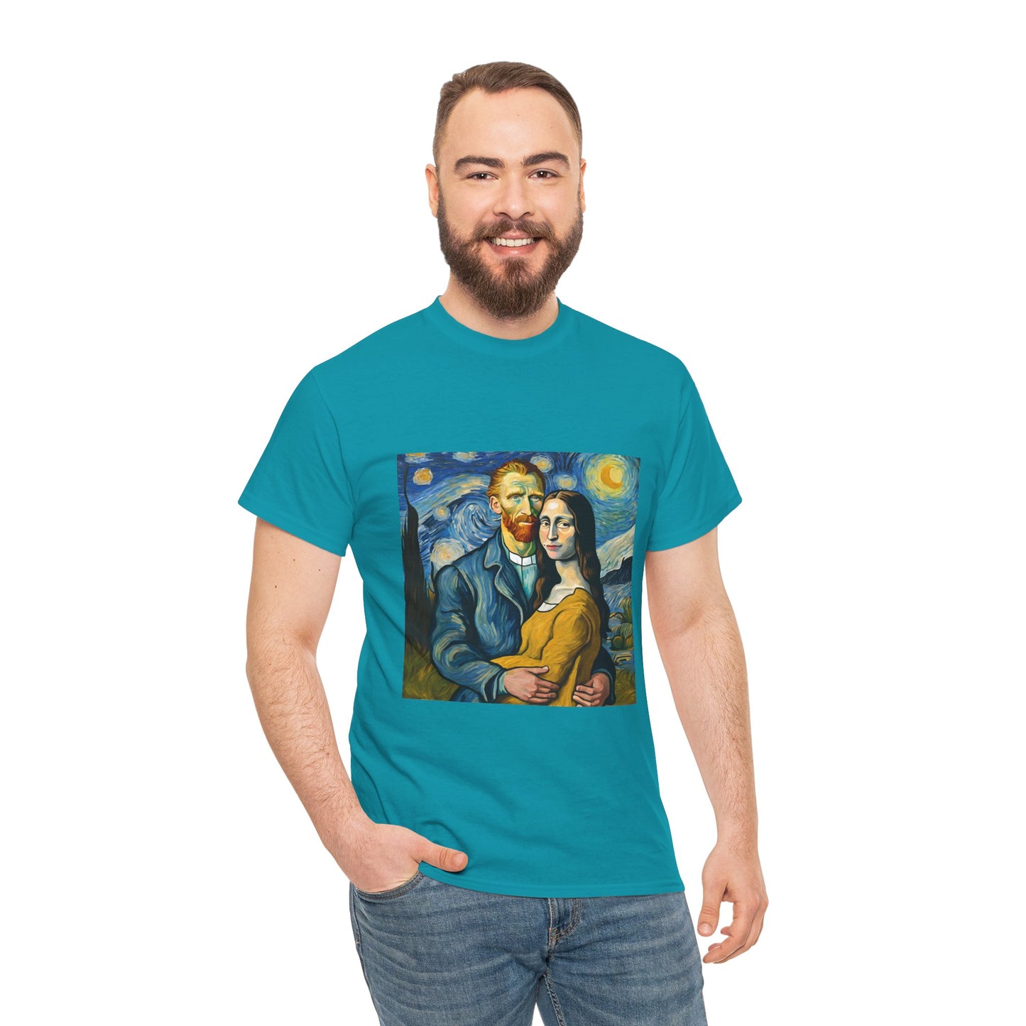 Funny Mona Lisa with Vincent Van Gogh Starry Night - Flashlander Gym Shirt