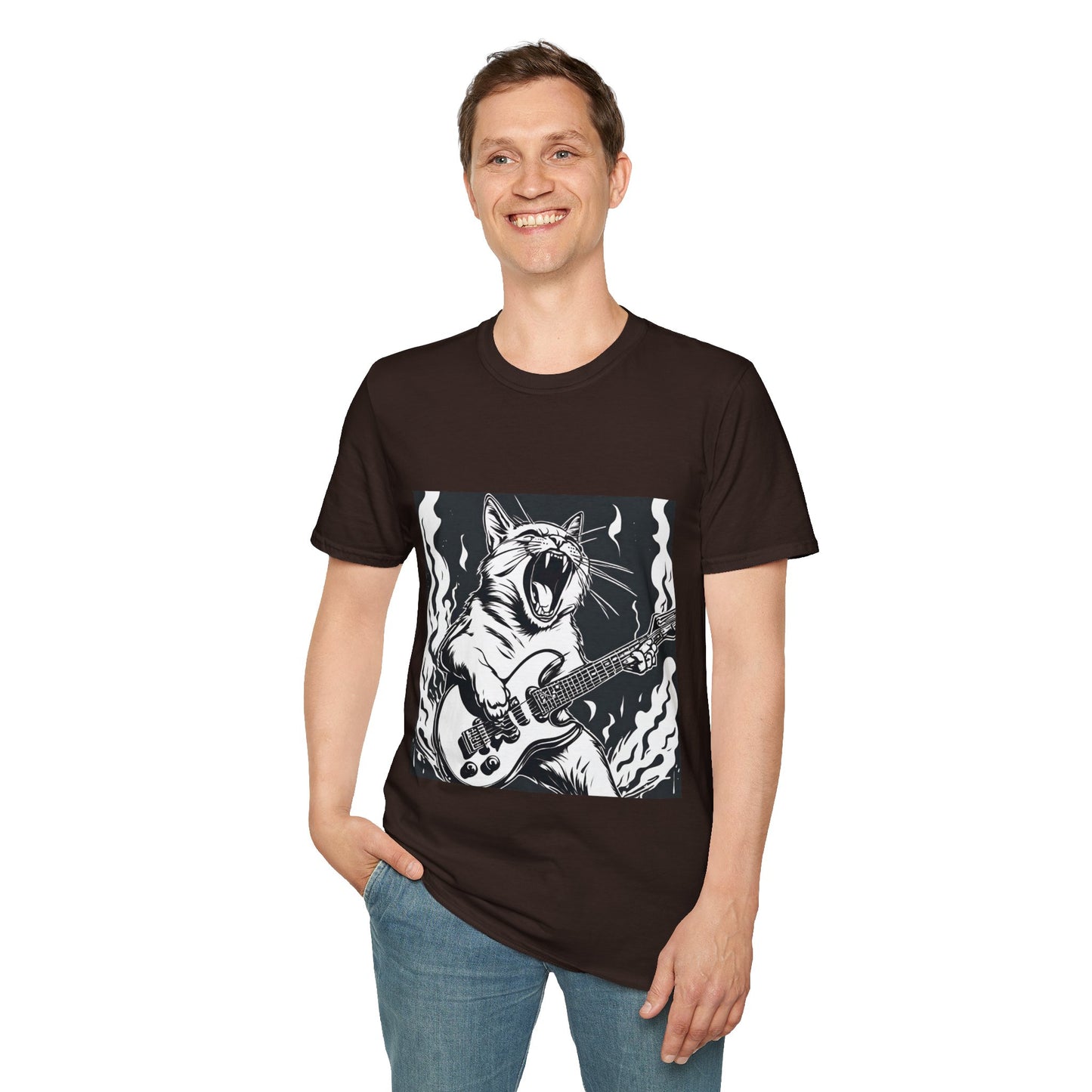 Cat Playing Guitar Flashlander Gym Shirt