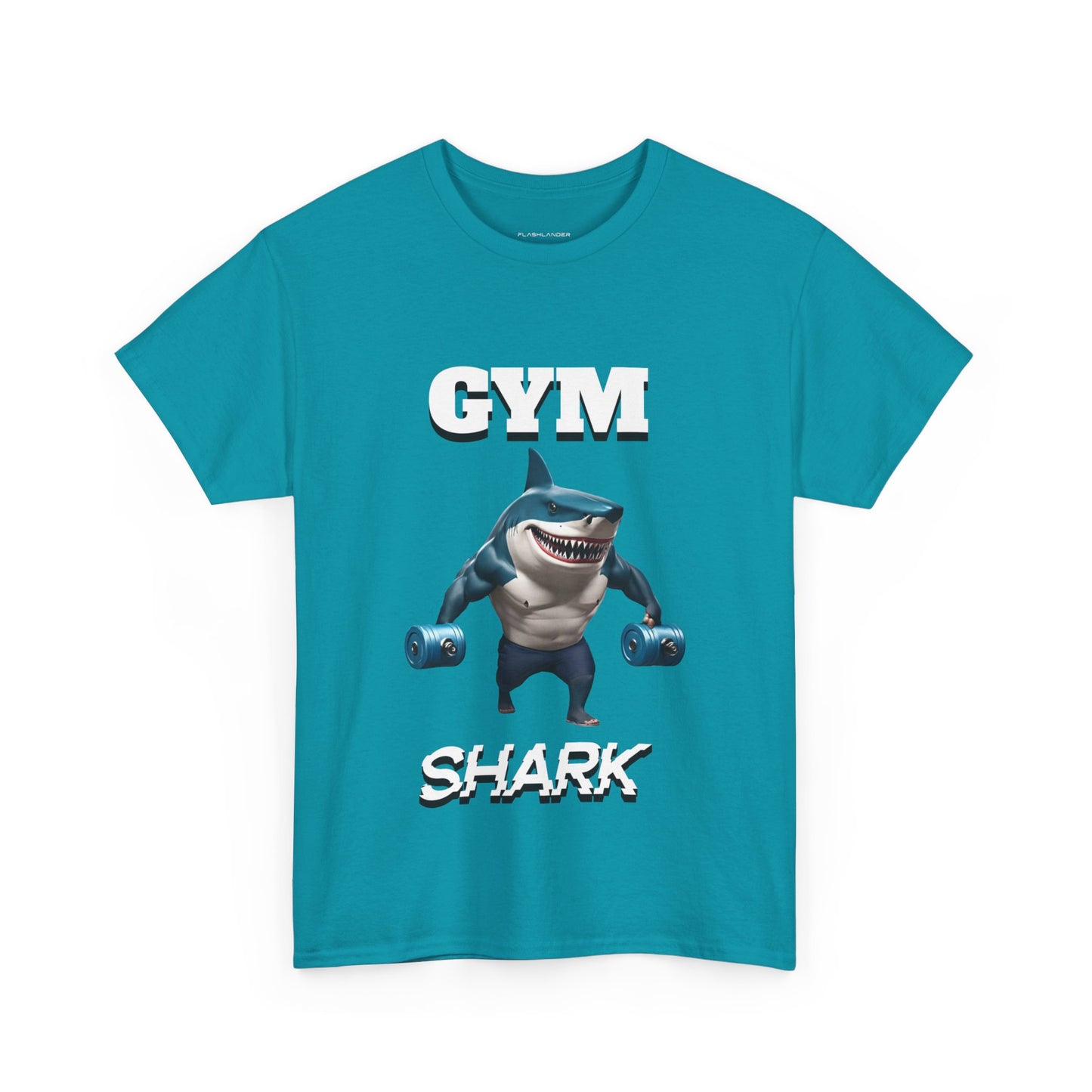 Gym Shark Performance Shirt Flashlander Cotton Unisex Charcoal Black Graphic Tee