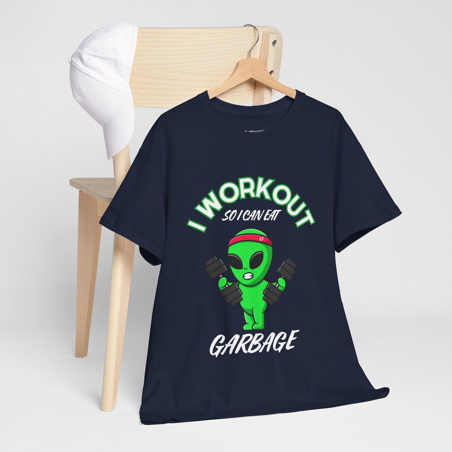 Alien I Workout So I Can Eat Garbage Graphic Tee Flashlander