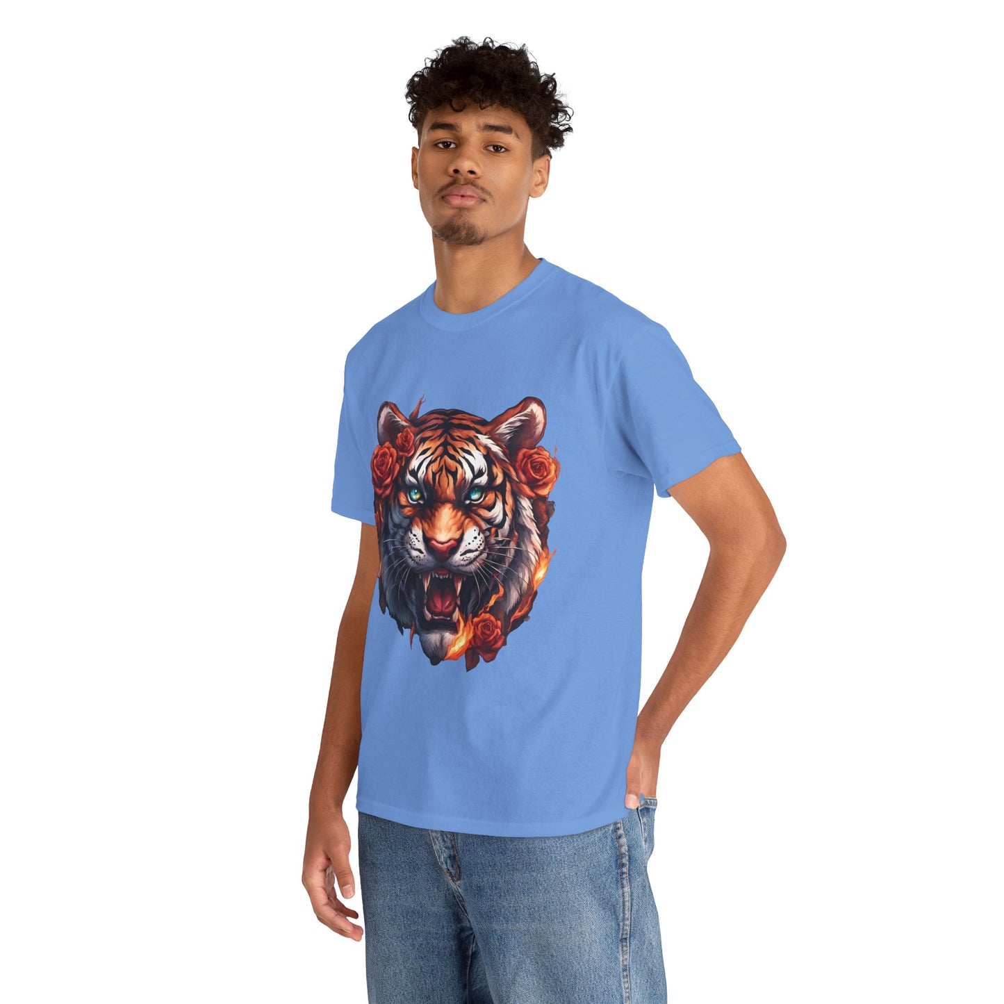 Tiger Flames and Roses T-Shirt Flashlander