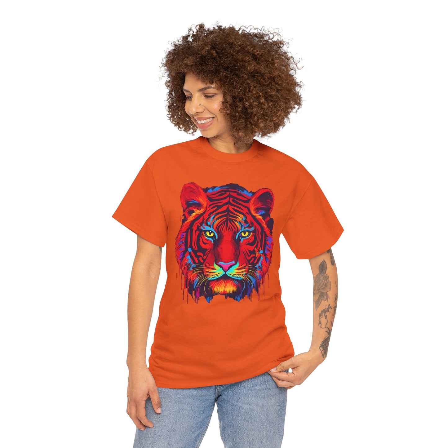 Majestuosa camiseta de Flashlander con diseño pop art de tigre rojo