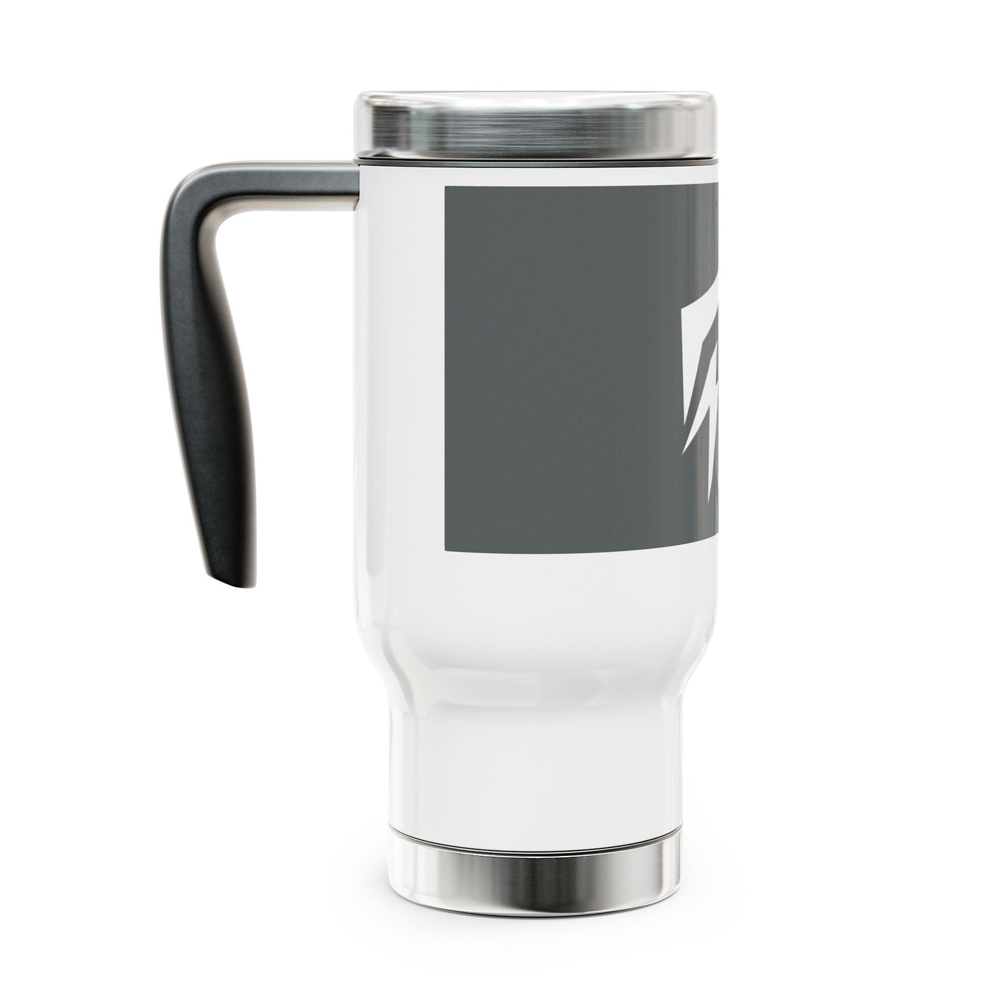 Flashlander Stainless Steel Travel Sports Mug with Handle Dark Grey and White