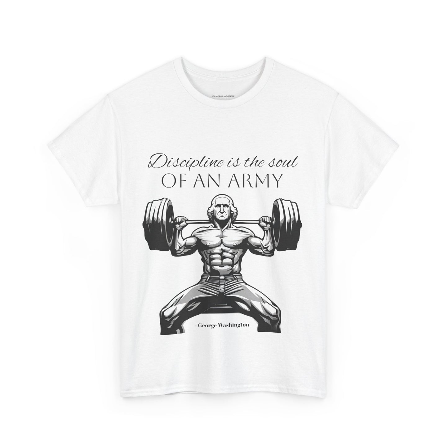 T-shirt de culturiste George Washington - Flashlander Disipline Is The Soul Of An Army Gym T-shirt en coton unisexe noir anthracite graphique