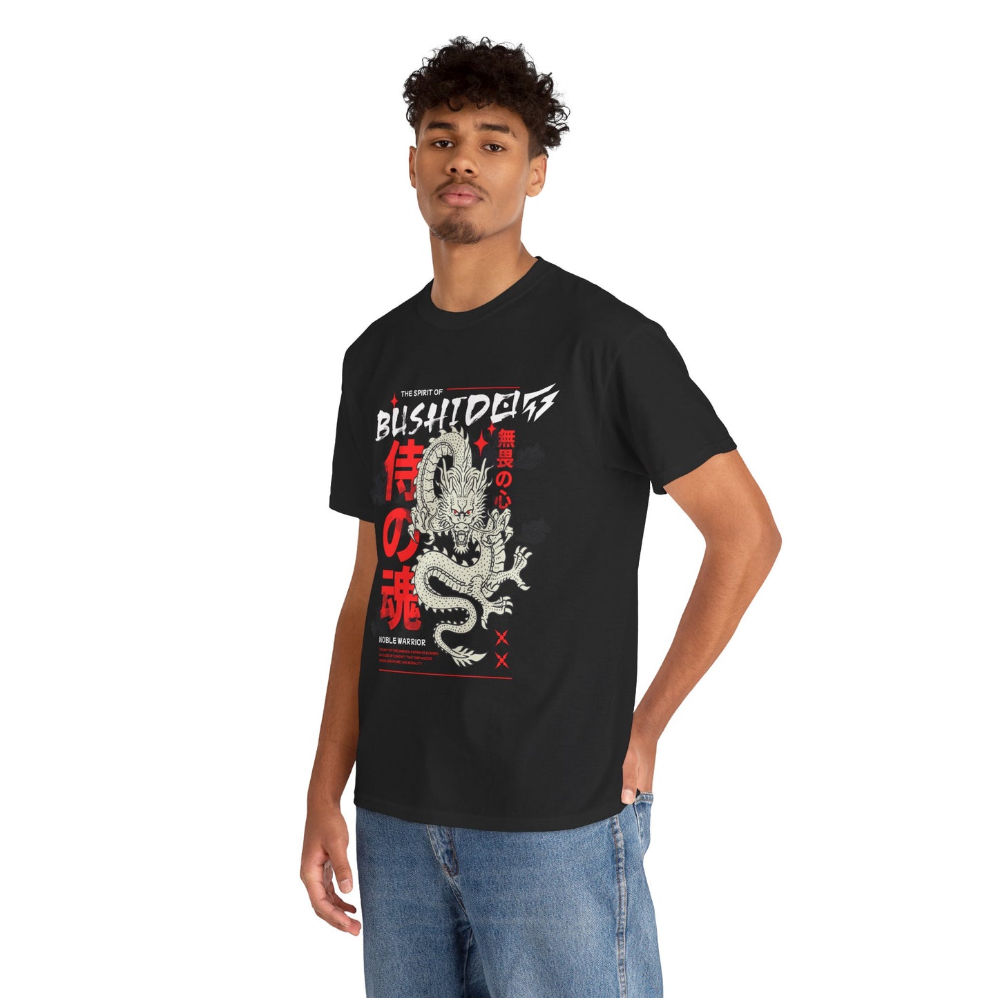 Dragon Gym Shirt The Spirit of Bushido T-Shirt Flashlander Cotton Unisex Charcoal Black Graphic Tee