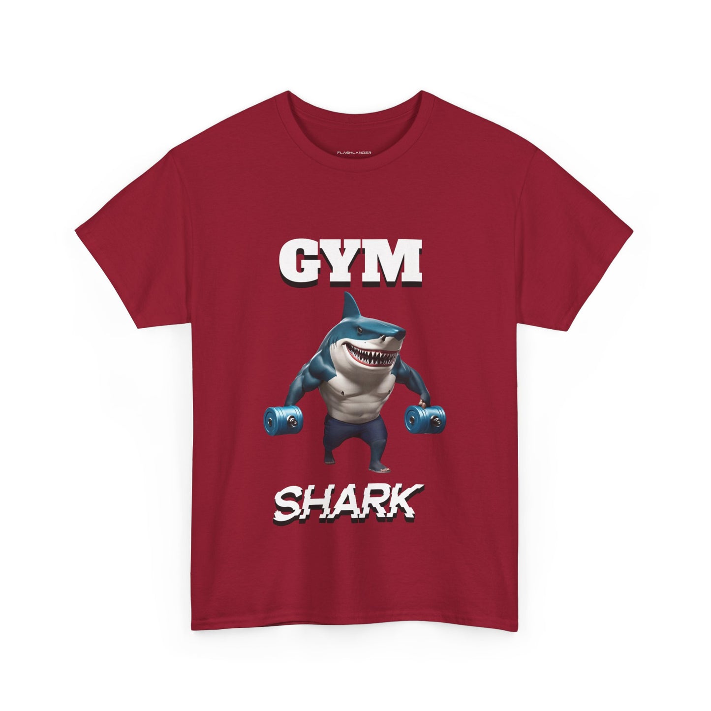 Gym Shark Performance Shirt Flashlander Cotton Unisex Charcoal Black Graphic Tee