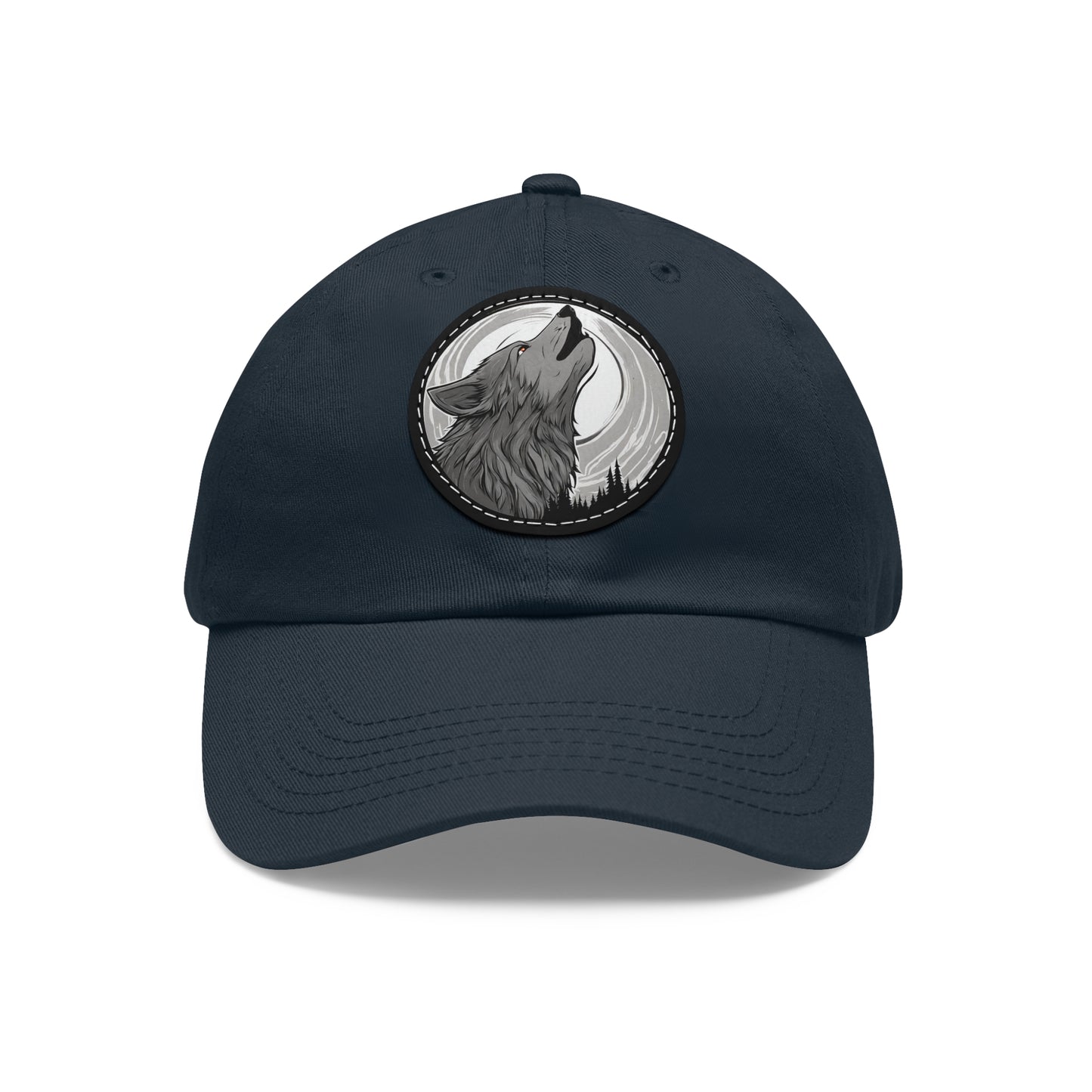 Wolf Howl with Full Moon Hat Wolf Hat Sportswear Cap Dad Hat with Patch (Round) Baseball Cap Wolf Cap Custom Hat Flashlander