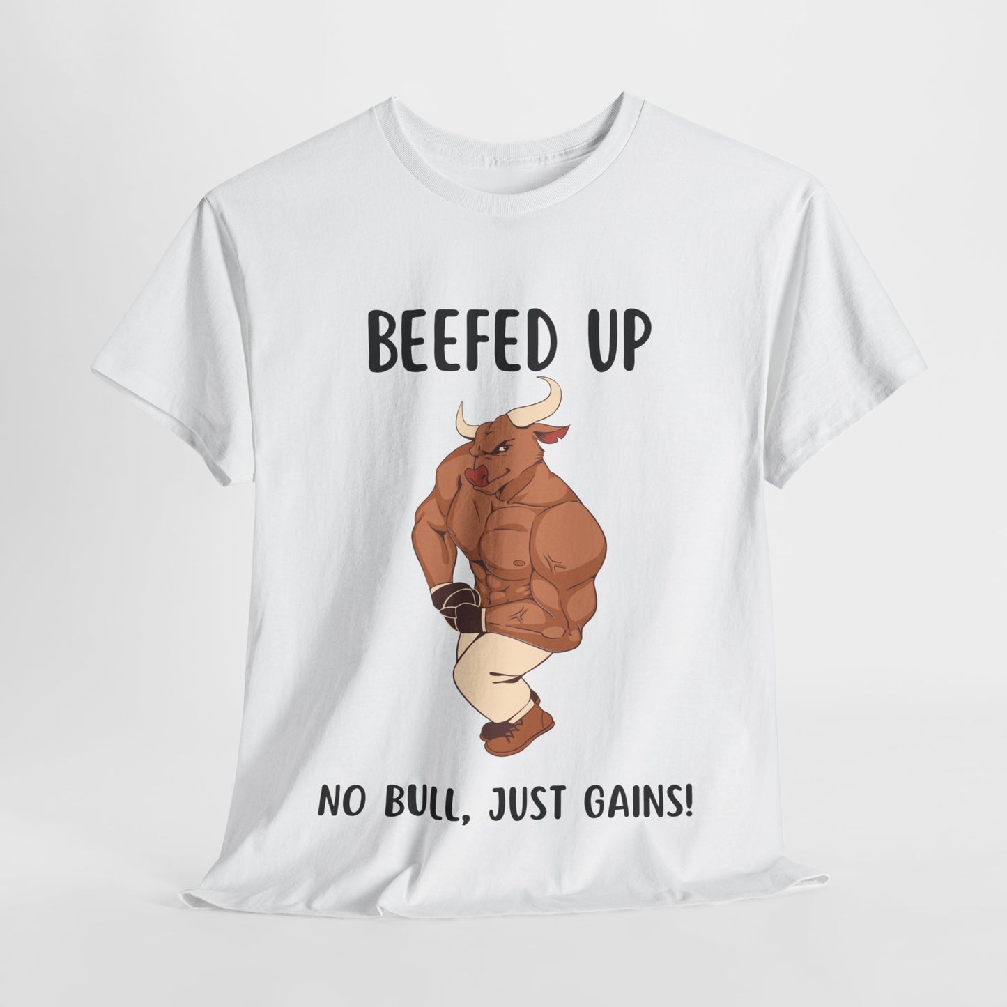 Muscle Bull Beefed Up No Bull, Just Gains - Flashlander Gym Shirt