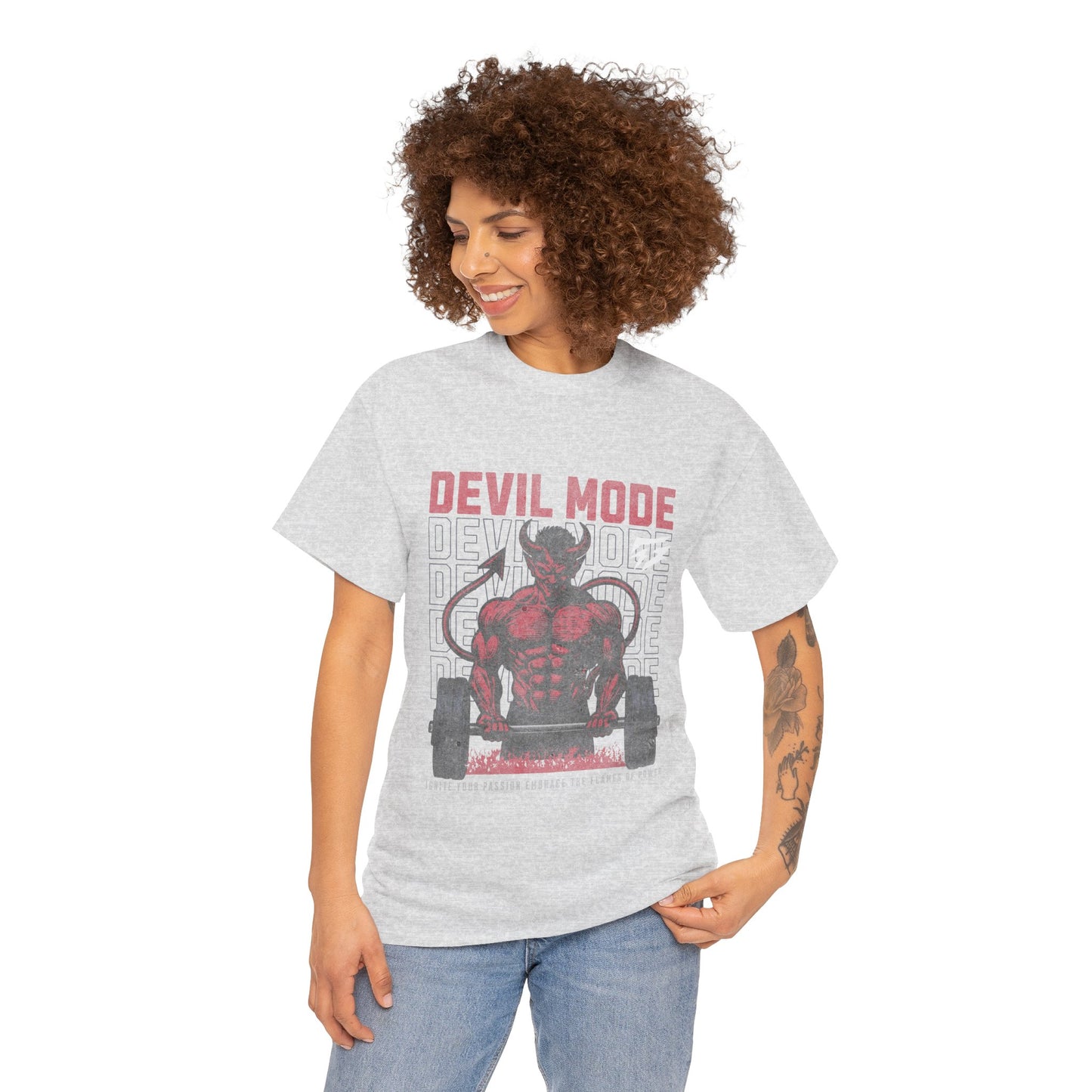 Devil Mode Gym Shirt Flashlander Cotton Unisex Charcoal Black Performance Graphic Tee