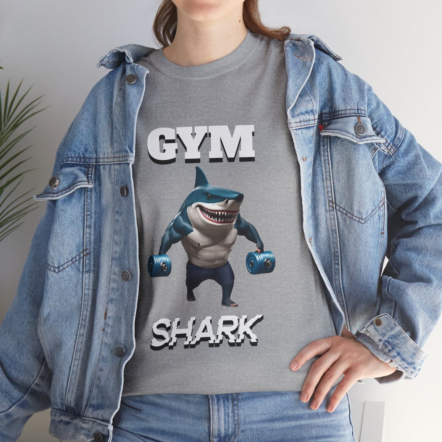 Gym Shark Performance Shirt Flashlander Cotton Unisex Charcoal Black Graphic Tee