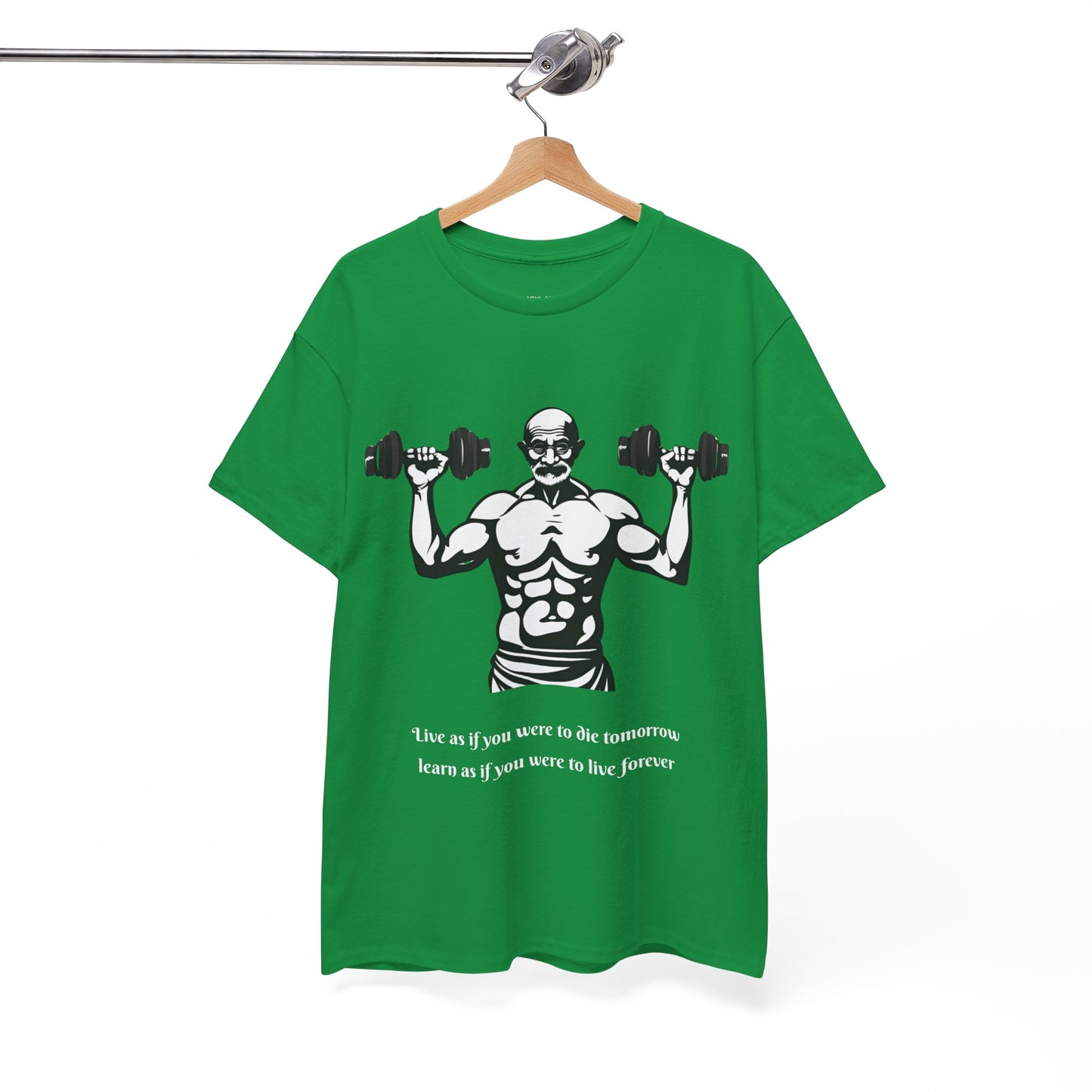 Gandhi Bodybuilder Gym Shirt - Flashlander Live as if you were to die tomorrow, learn as if you were to live forever quote Graphic Tee