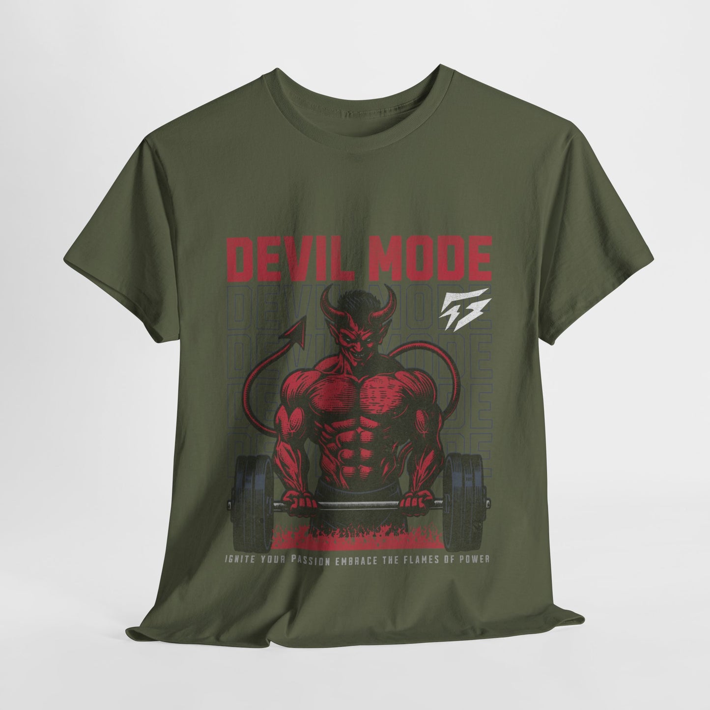 Devil Mode Gym Shirt Flashlander Cotton Unisex Charcoal Black Performance Graphic Tee