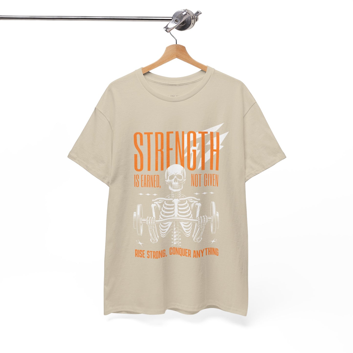 Skeleton Lifter Bodybuilder Shirt Flashlander Strength Is Earned Not Given Gym T-Shirt Cotton Unisex Graphic Tee