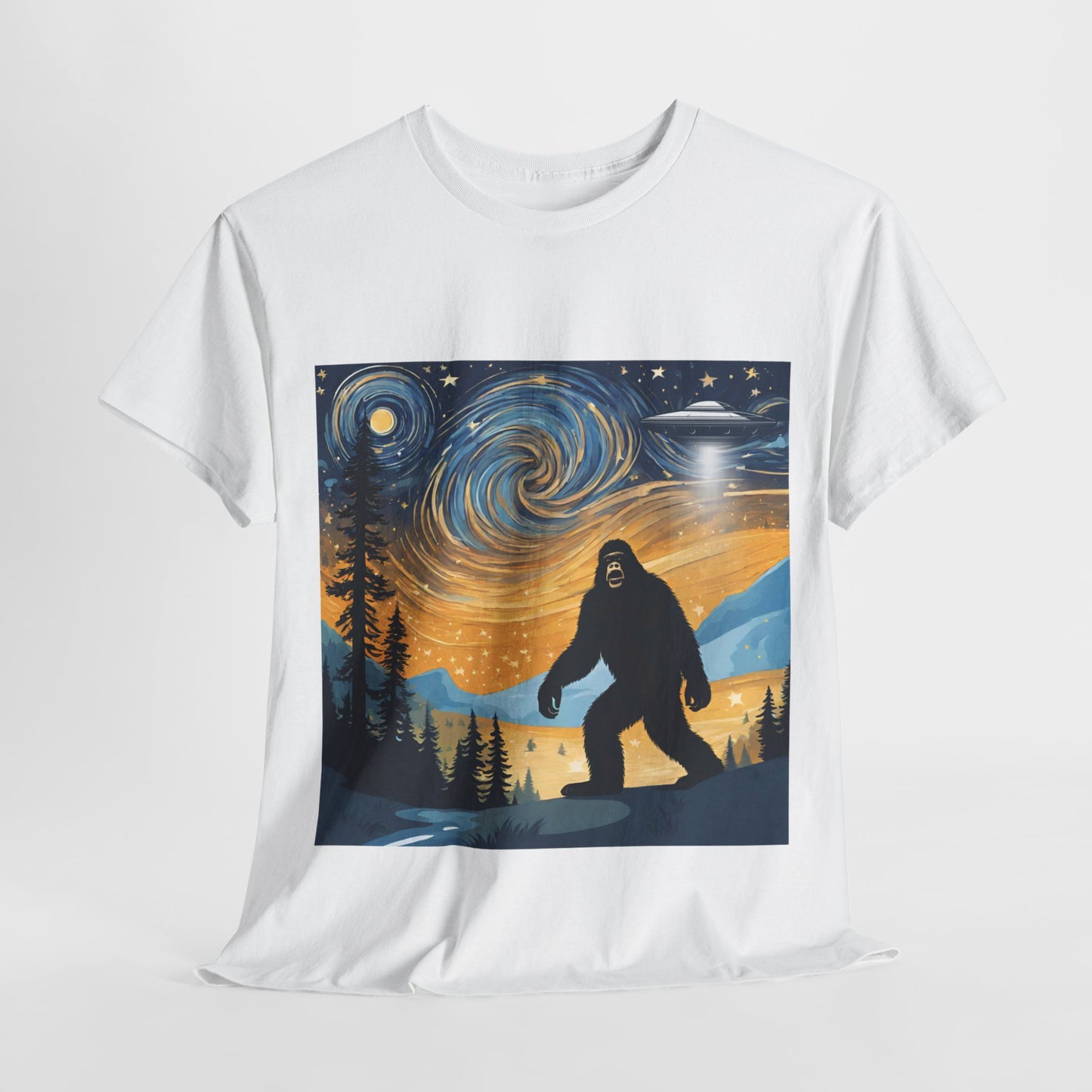 Funny Starry Night Stroll Bigfoot Encounters UFO Abduction - Flashlander Gym Shirt