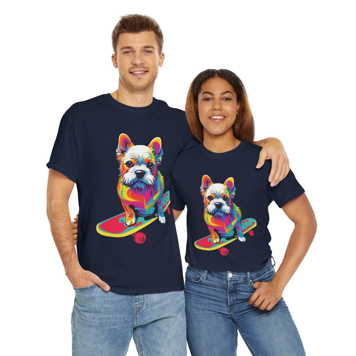 T-shirt de sport Flashlander avec chien skateboardant Pop Art