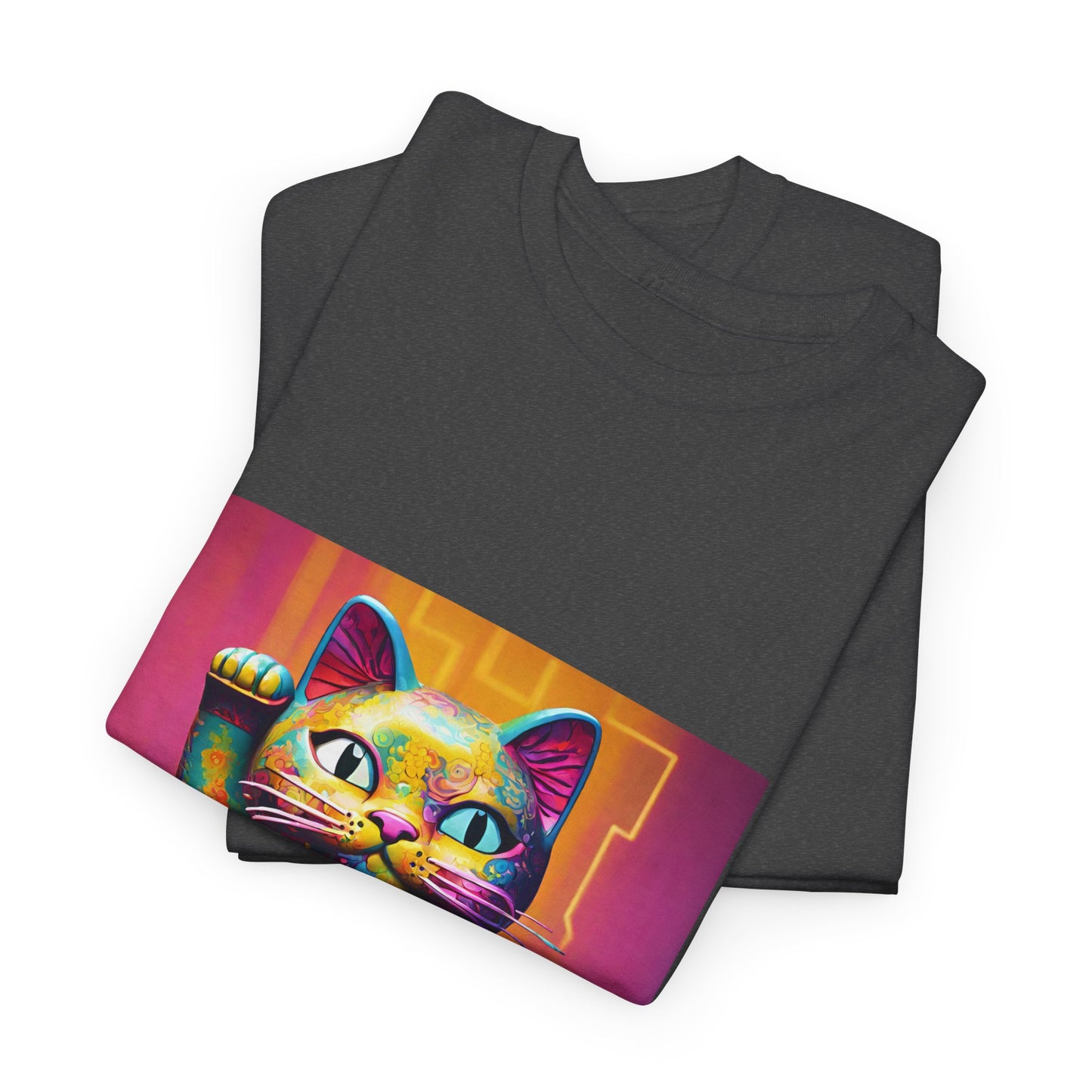 Camiseta de gimnasia Flashlander con el gato de la suerte japonés Manekineko y nombre japonés personalizado