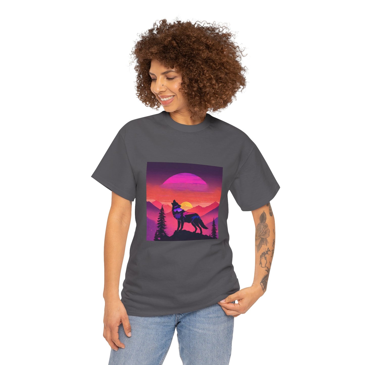 Wolf Majestic Sunset Gaphic Tee Flashlander