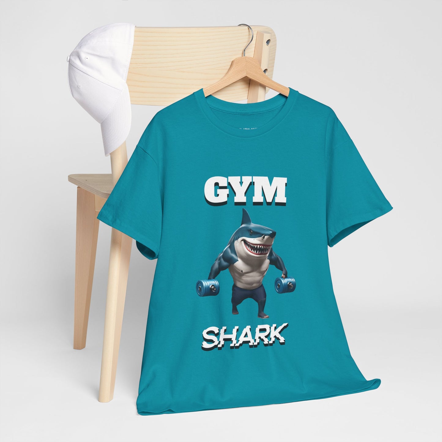 Gym Shark Performance Shirt Flashlander Cotton Unisex Charcoal Black Graphic Tee