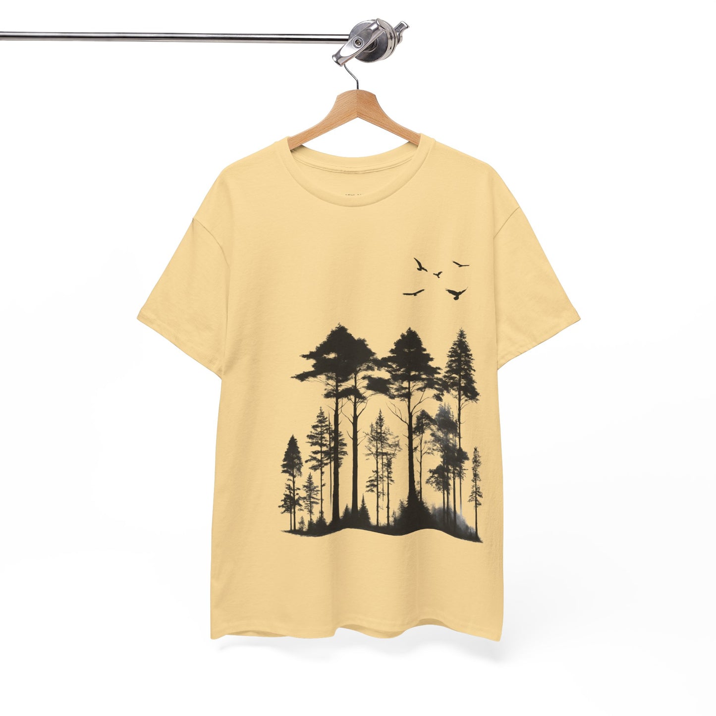 Camisa del bosque de pinos Camiseta unisex de algodón pesado Flashlander