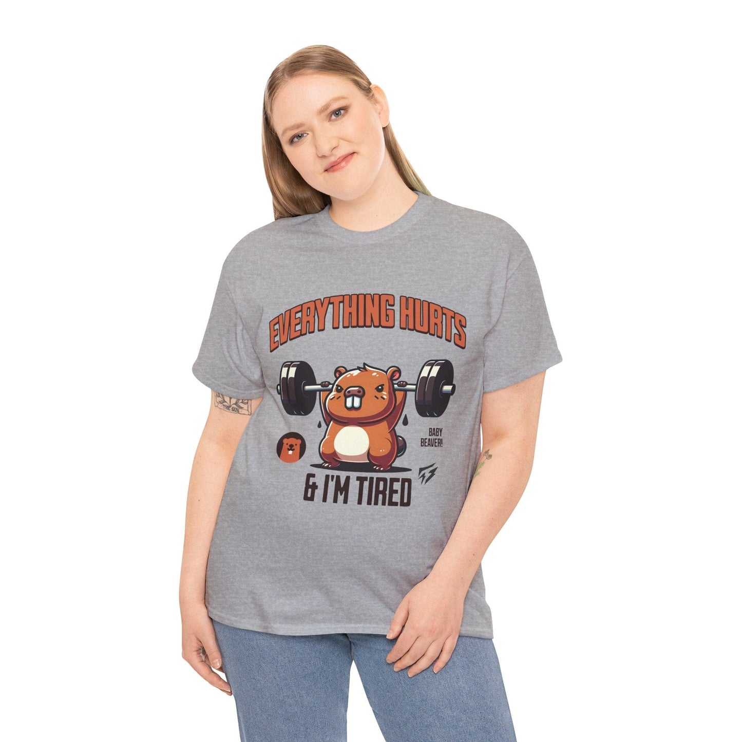 T-shirt de sport Beaver Everything Hurts &amp; I'm Tired T-shirt de sport Flashlander en coton unisexe noir anthracite T-shirt graphique de performance