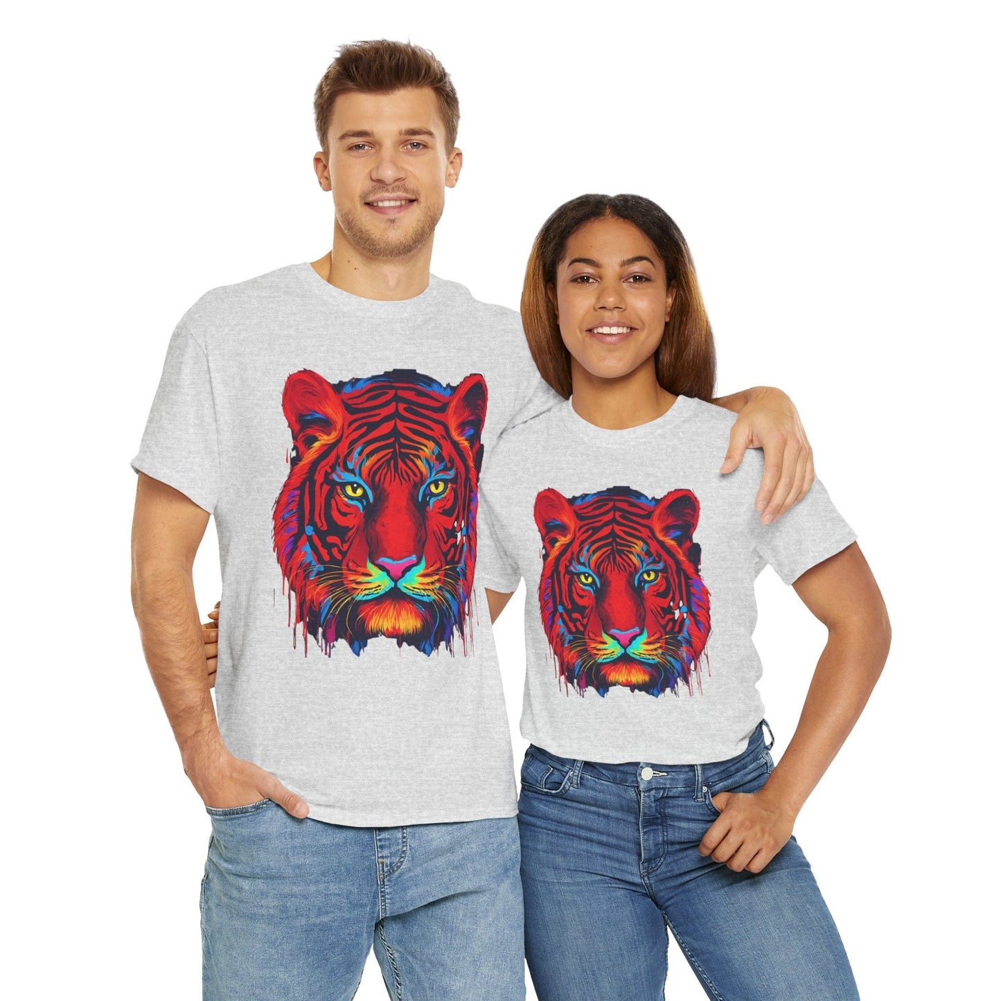 Majestuosa camiseta de Flashlander con diseño pop art de tigre rojo