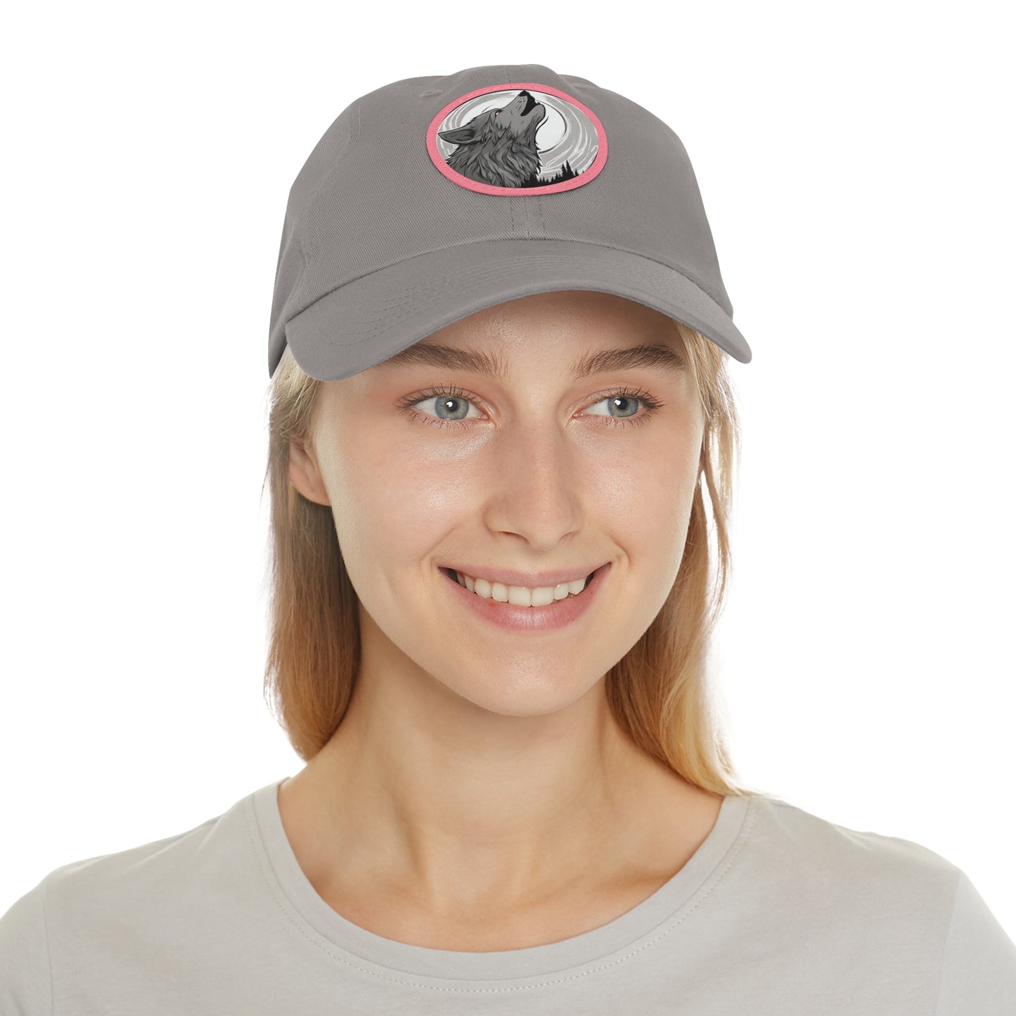 Wolf Howl with Full Moon Hat Wolf Hat Sportswear Cap Dad Hat with Patch (Round) Baseball Cap Wolf Cap Custom Hat Flashlander