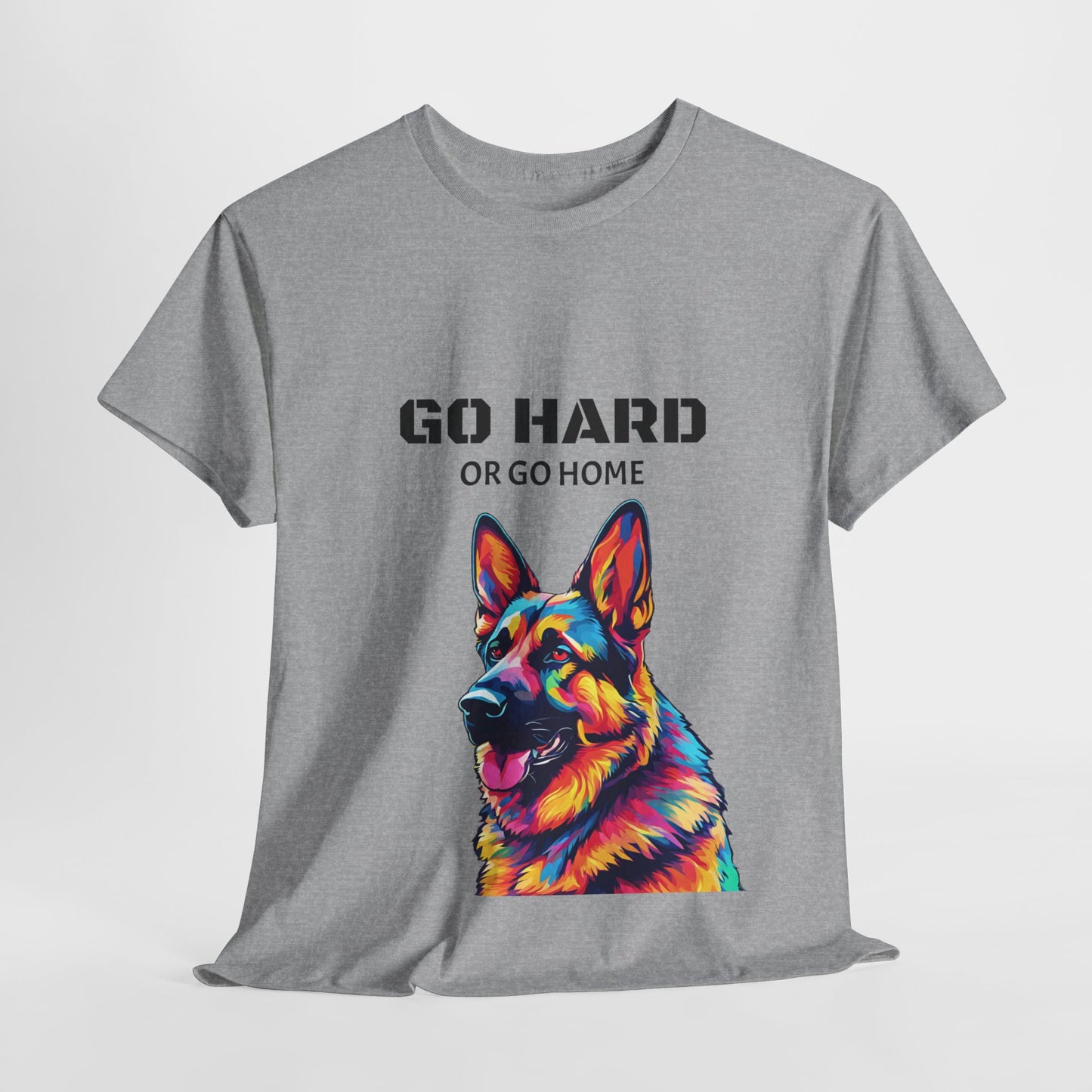 Camiseta de gimnasia Flashlander con diseño de perro pastor alemán Pop Art: "Ve a por todas o vete a casa"