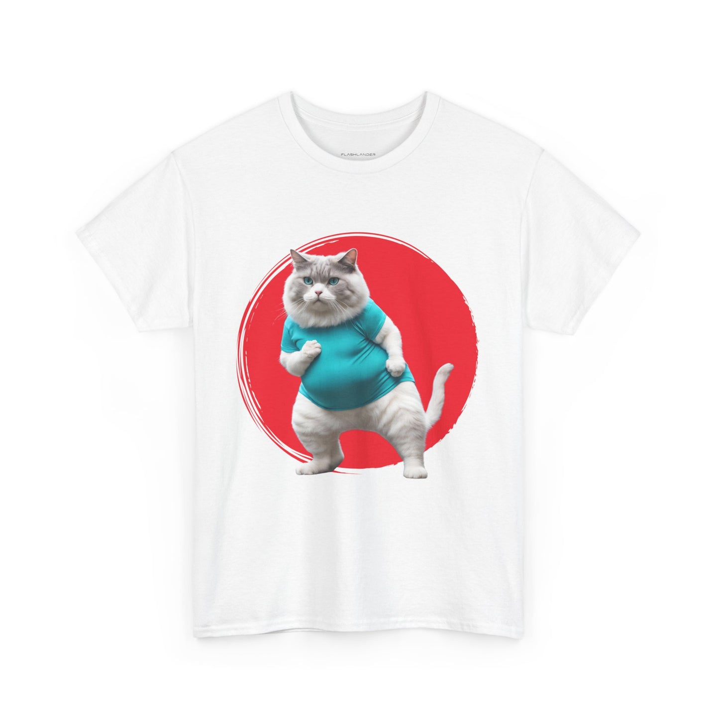 Camiseta de gimnasio Flashlander con divertido gato gordo de karate