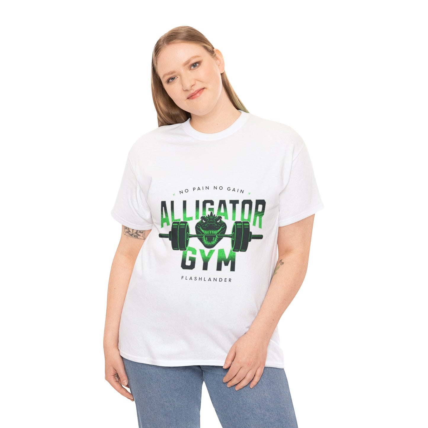 Aligator Gym Shirt Flashlander Cotton Unisex Charcoal Black Graphic Tee