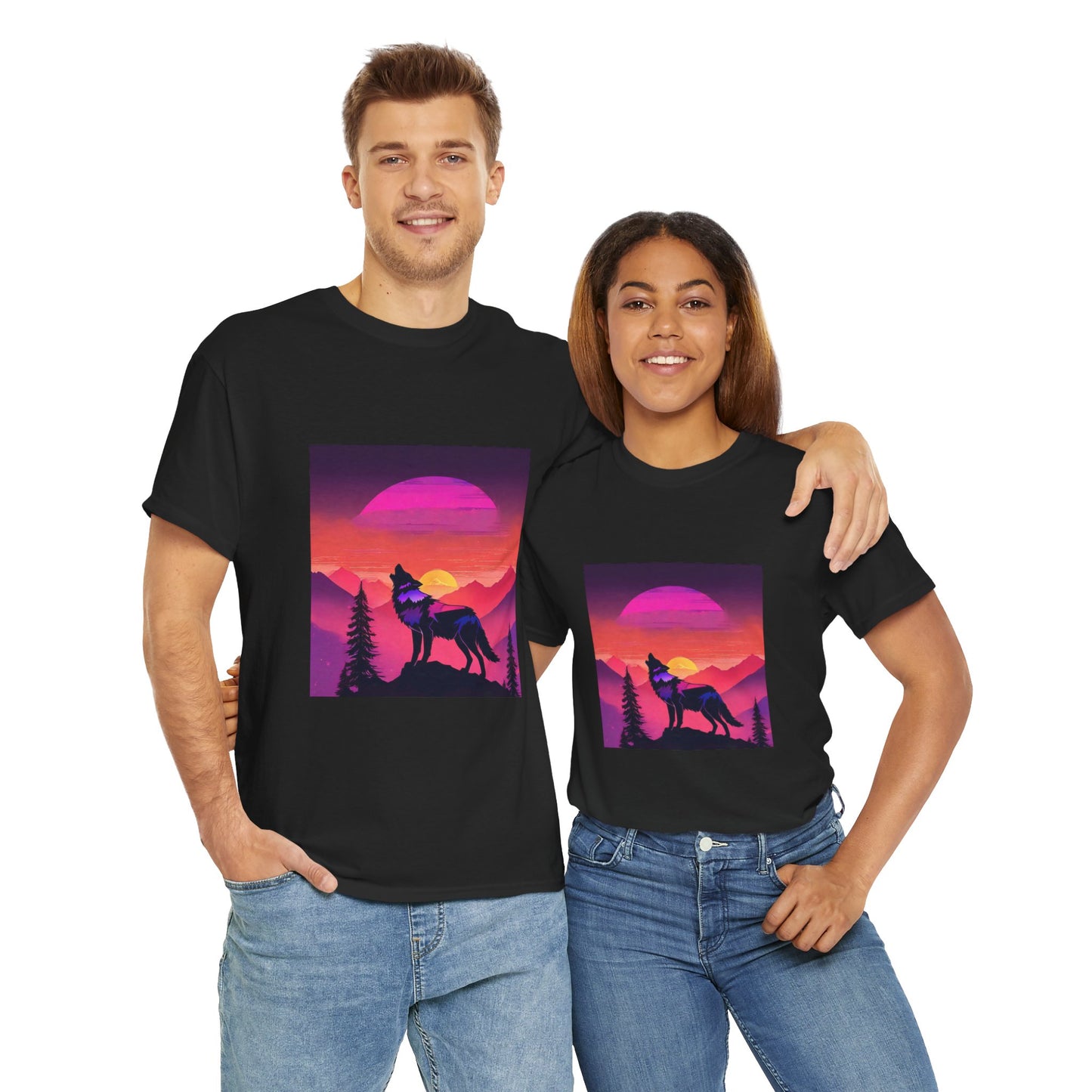 Wolf Majestic Sunset Gaphic Tee Flashlander