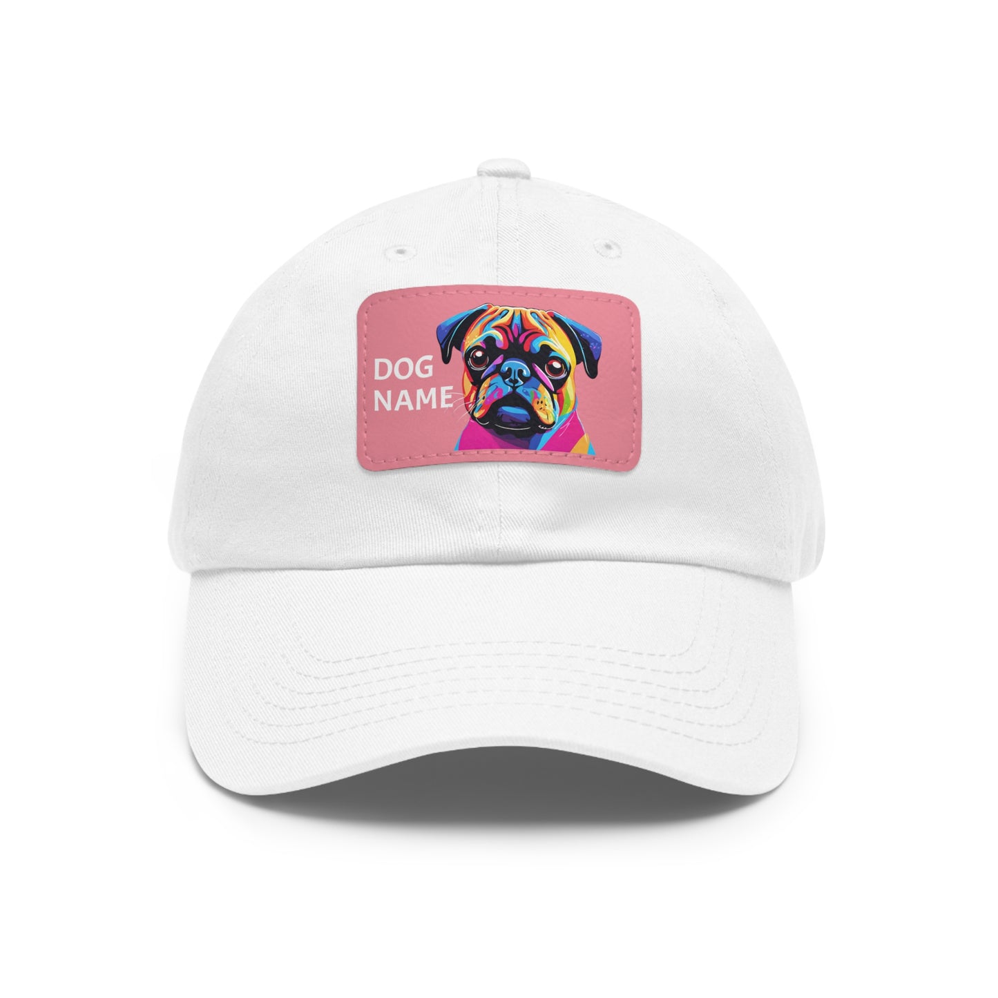 Pug Dog Hat Sportswear Cap Pug Cap Pug Hat Pug Dog Hat Pop Art Hat Dad Hat with Patch (Rectangle) Baseball Cap Custom Hat Flashlander