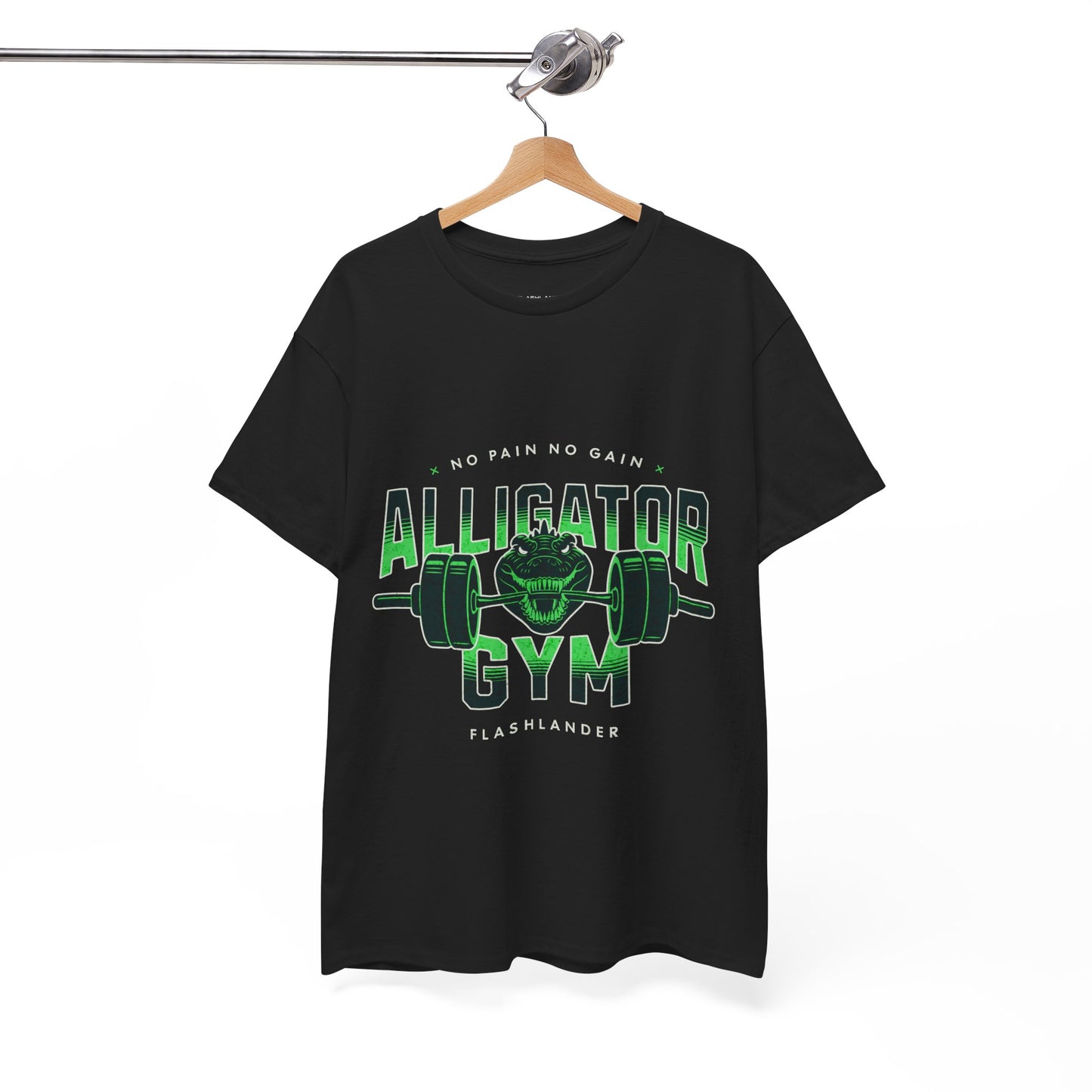 Aligator Gym Shirt Flashlander Cotton Unisex Charcoal Black Graphic Tee