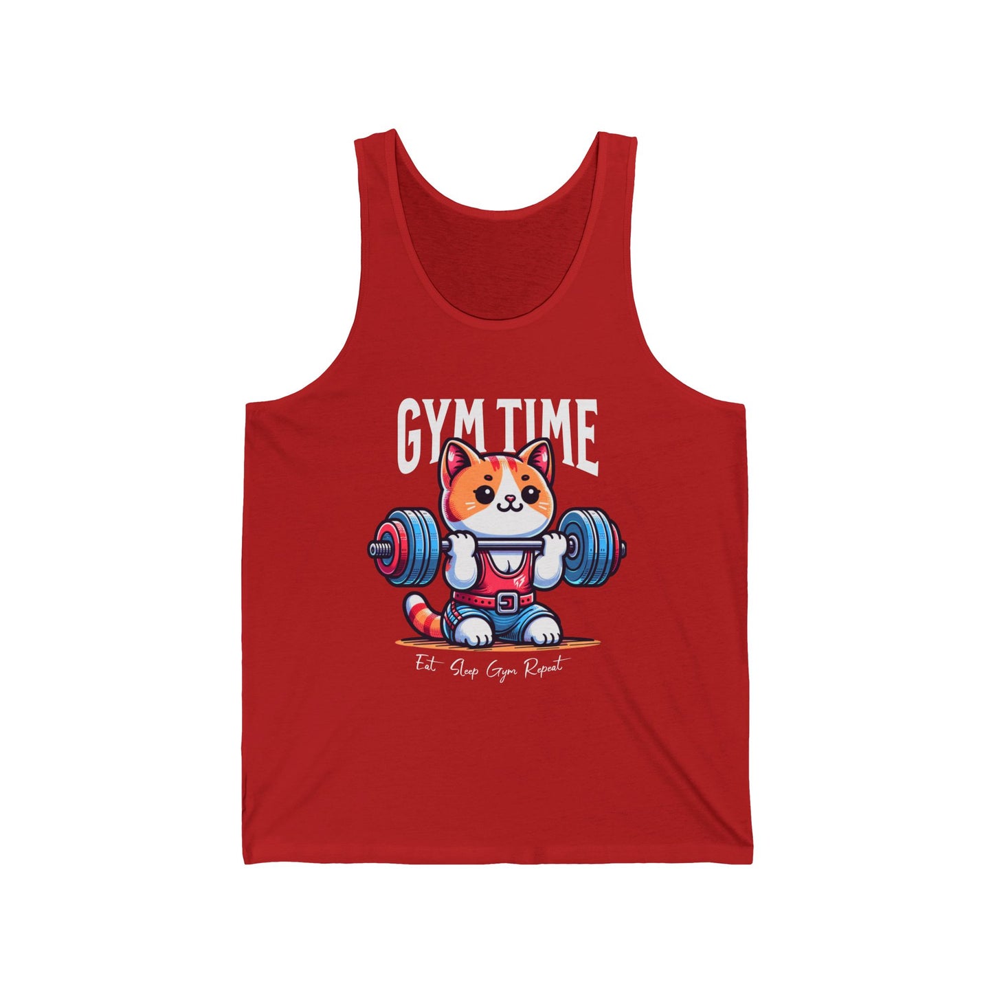 Cute Cat Gym Time Gym Jersey Tank Flashlander Gym Kitty Cotton Unisex White